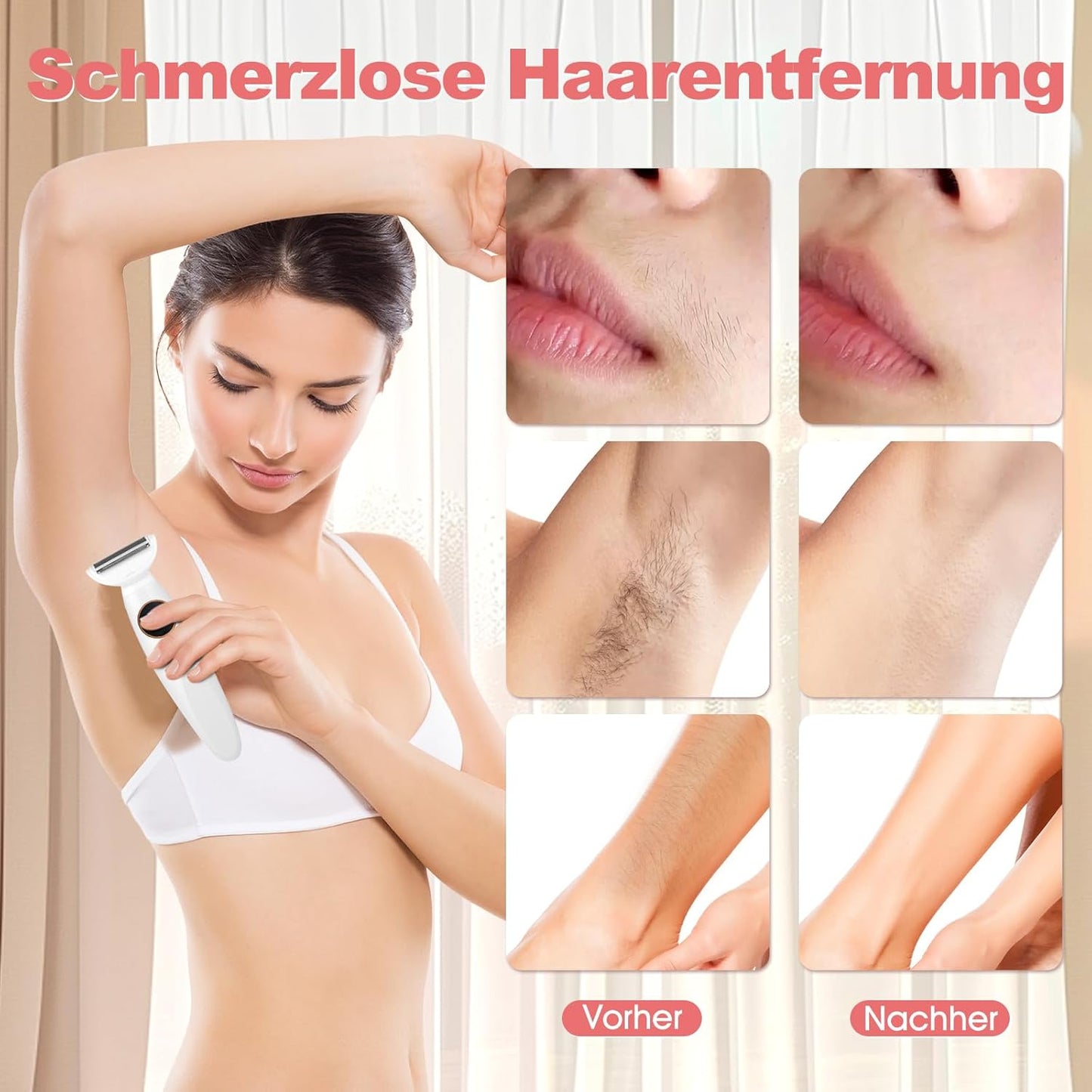 Epilierer Damen, 5-in-1 Kabelloser Intimrasierer Für Frauen, Ipx7 Wasserdicht Damenrasierer Elektrisch, Haartrimmer Intimbereich Mit Ladestation, Bikini Trimmer Für Achseln Beine Gesicht Nase