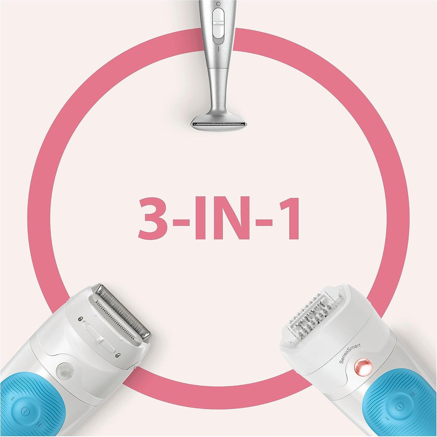 Braun Silk-épil 5 Epilierer Damen für Haarentfernung / Haarentferner, inkl. Bikinitrimmer (Haartrimmer Intimbereich), Hochfrequenz-Massageaufsatz, 5-810, weiß/türkis