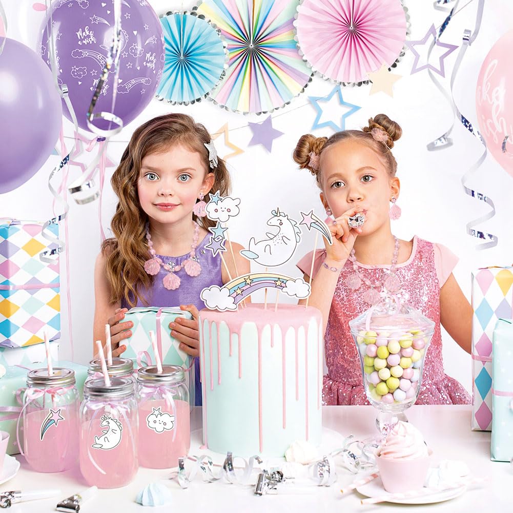 OSDUE Schmuckset Mädchen, Kinderschmuck Enthalten Halskette, Ringe, Armbänder, Ohrring, Schmuck Set Einhorn für Party Dress Up Geschenk