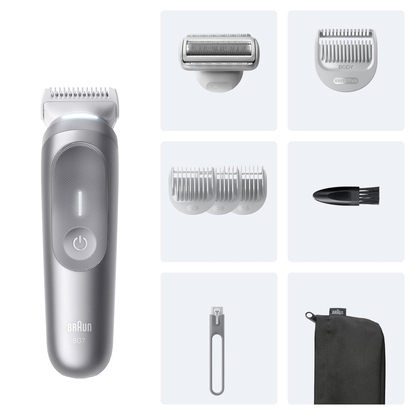Braun Series 5 Bodygroomer / Intimrasierer Mann, Körperpflege- und Haarentfernung für Herren, für Brust, Achseln, Kammaufsätze 1 – 11 mm, wasserdicht, 100 Min. Laufzeit, BG5370