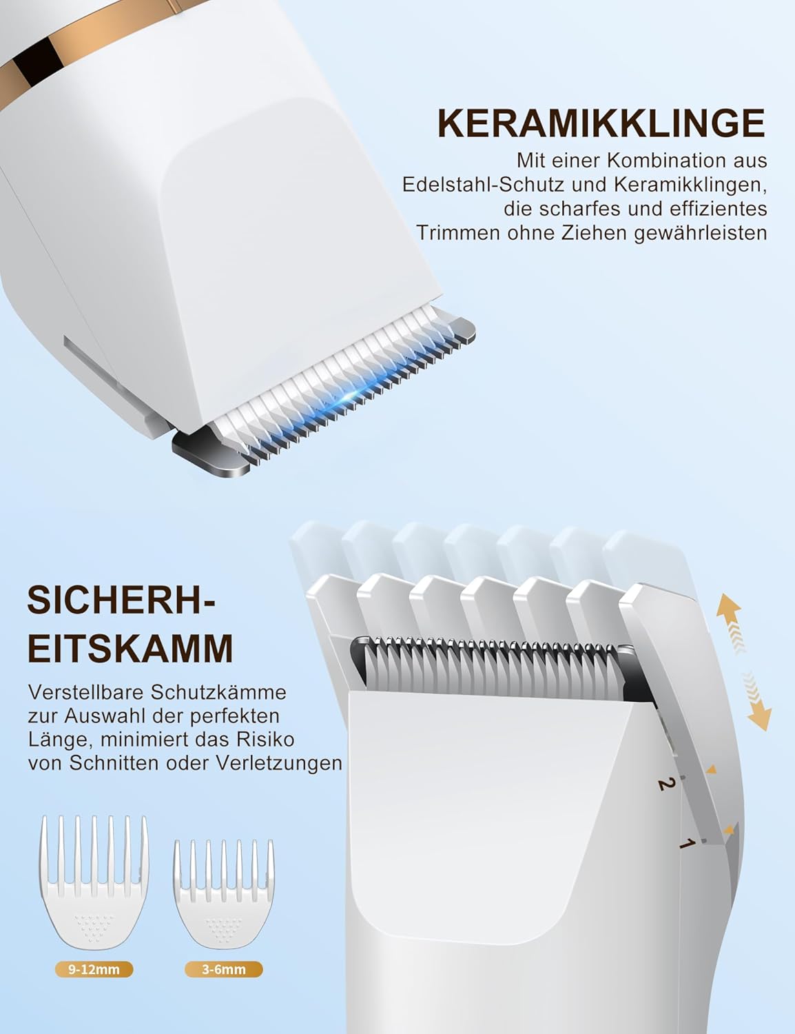 Rasierer Damen, 3-in-1 Intimrasierer für Frauen für Beine, Arme, Achseln und Bikinizone, Wiederaufladbar mit USB-Ladestation, Wasserdicht für Nass- und Trockenanwendung Damenrasierer Elektrisch, Weiß