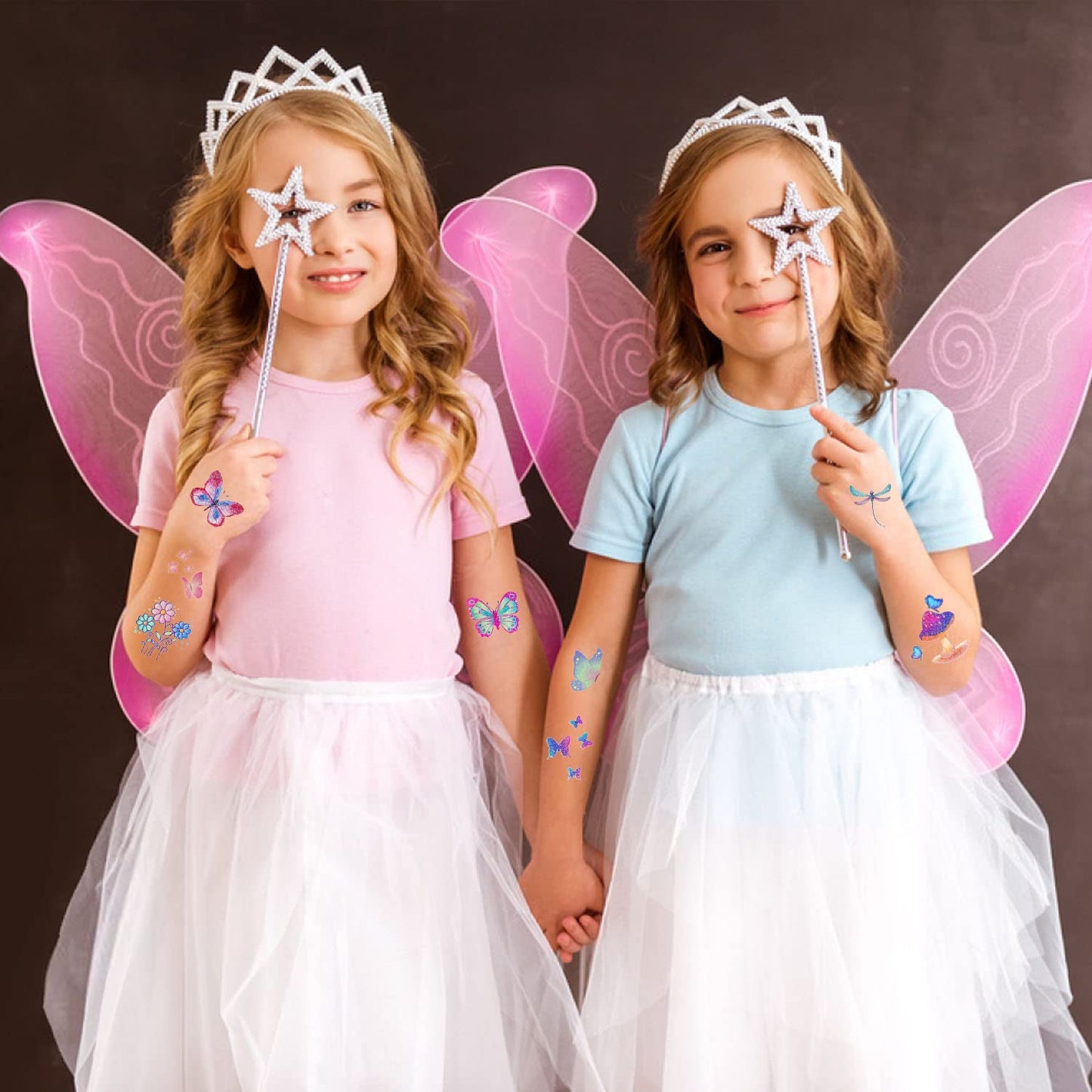 Leesgel Schmetterlings Tattoos für Kinder, 130 Stück Glitzer Tattoo Set für Einschulung Geschenke Mädchen ab 5 6 7 8 9 Jahre, Glitter Girls Mitgebsel Kindergeburtstag Schultüte Füllung