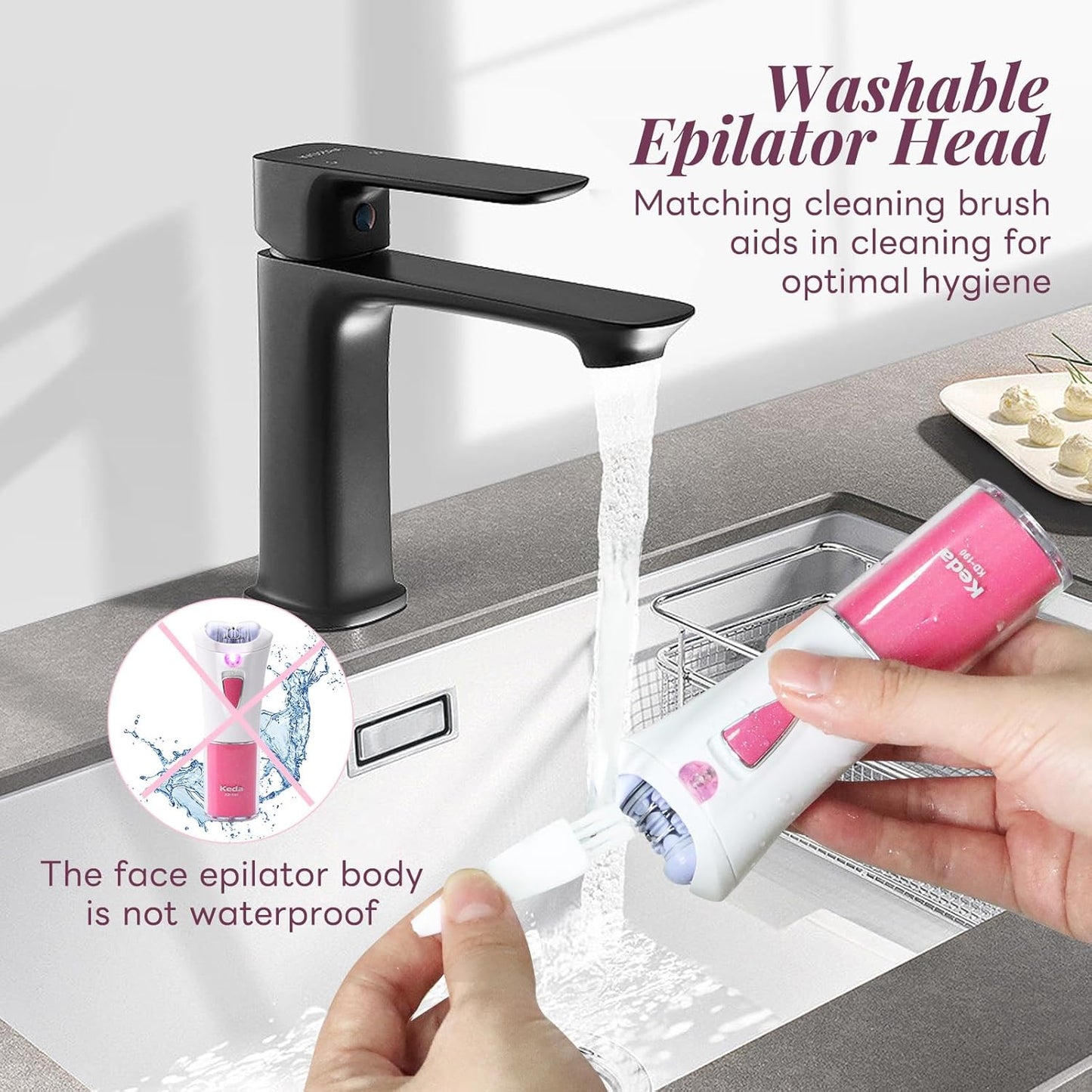 Epilierer Haarentfernung für Frauen - Epilierer Damen - Gesichts Epilierer Damen mit LED-Licht - Elektrischer Glide Epilierer - Frauen Kabellose Epilierer Lady Shaver Removal für Bikinizone, Achseln