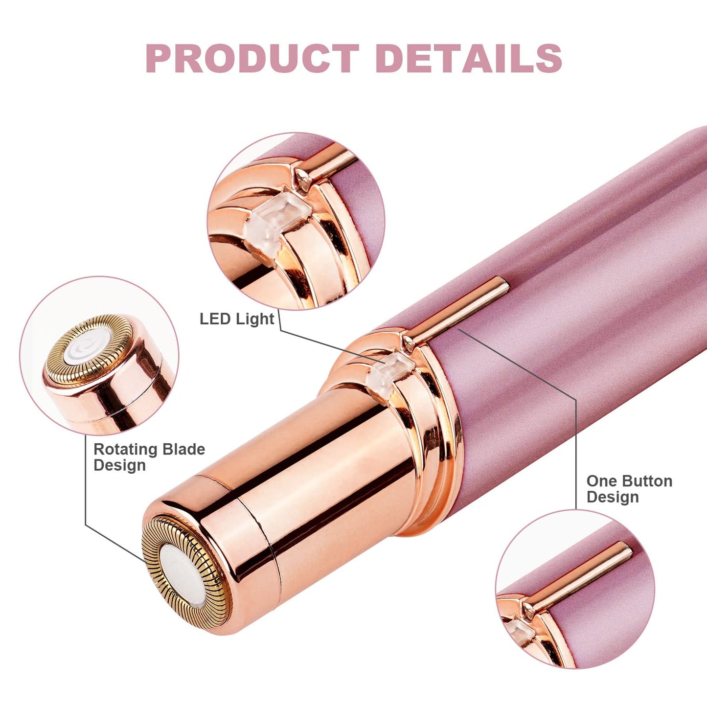 URAQT Facial Hair Remover for Women, USB Electric Hair Removal, Painless Face Shaver, Electric Shaver, Trimmer for Women, for Body, Facial Hair, Lips, Chin, with LED Light