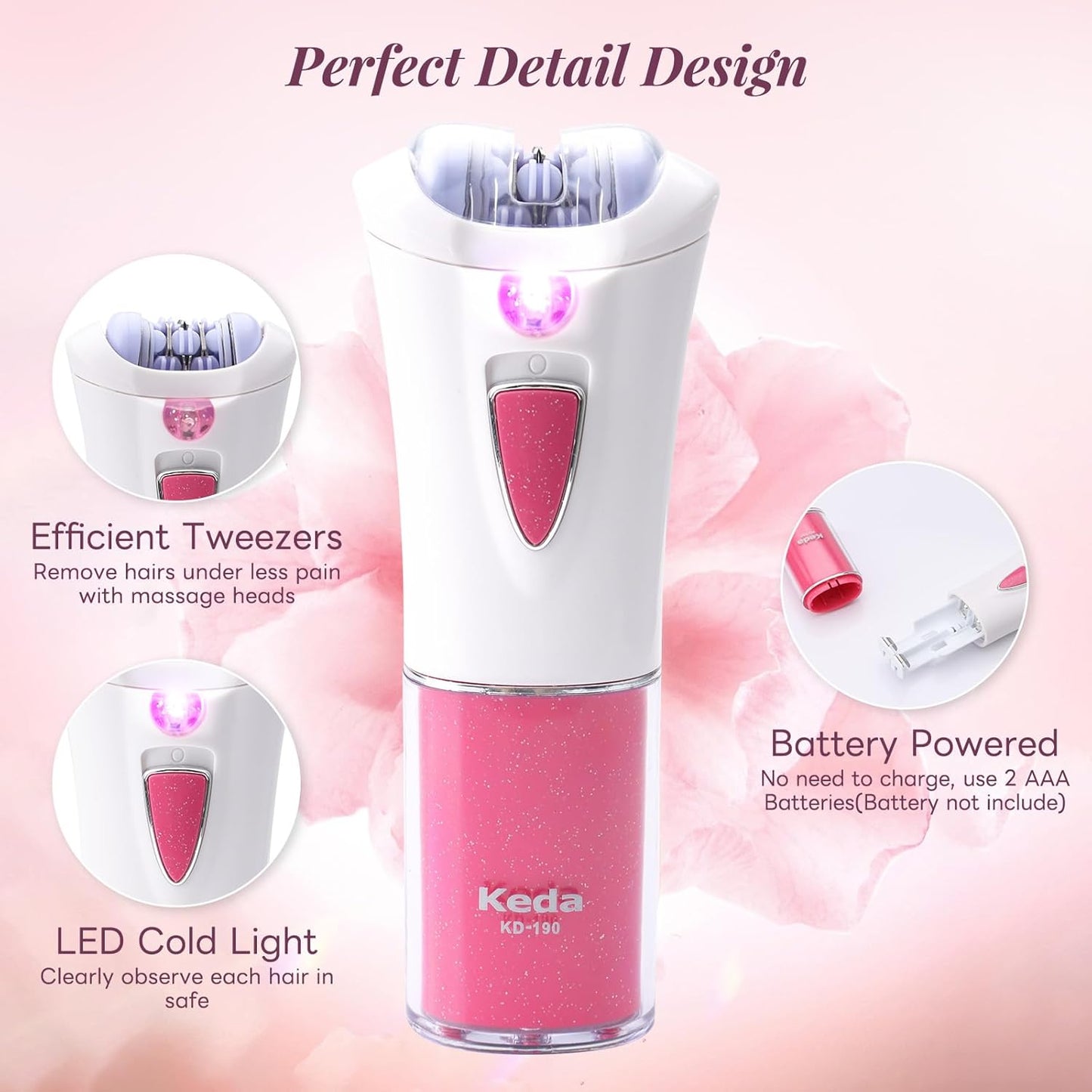 Epilierer Haarentfernung für Frauen - Epilierer Damen - Gesichts Epilierer Damen mit LED-Licht - Elektrischer Glide Epilierer - Frauen Kabellose Epilierer Lady Shaver Removal für Bikinizone, Achseln