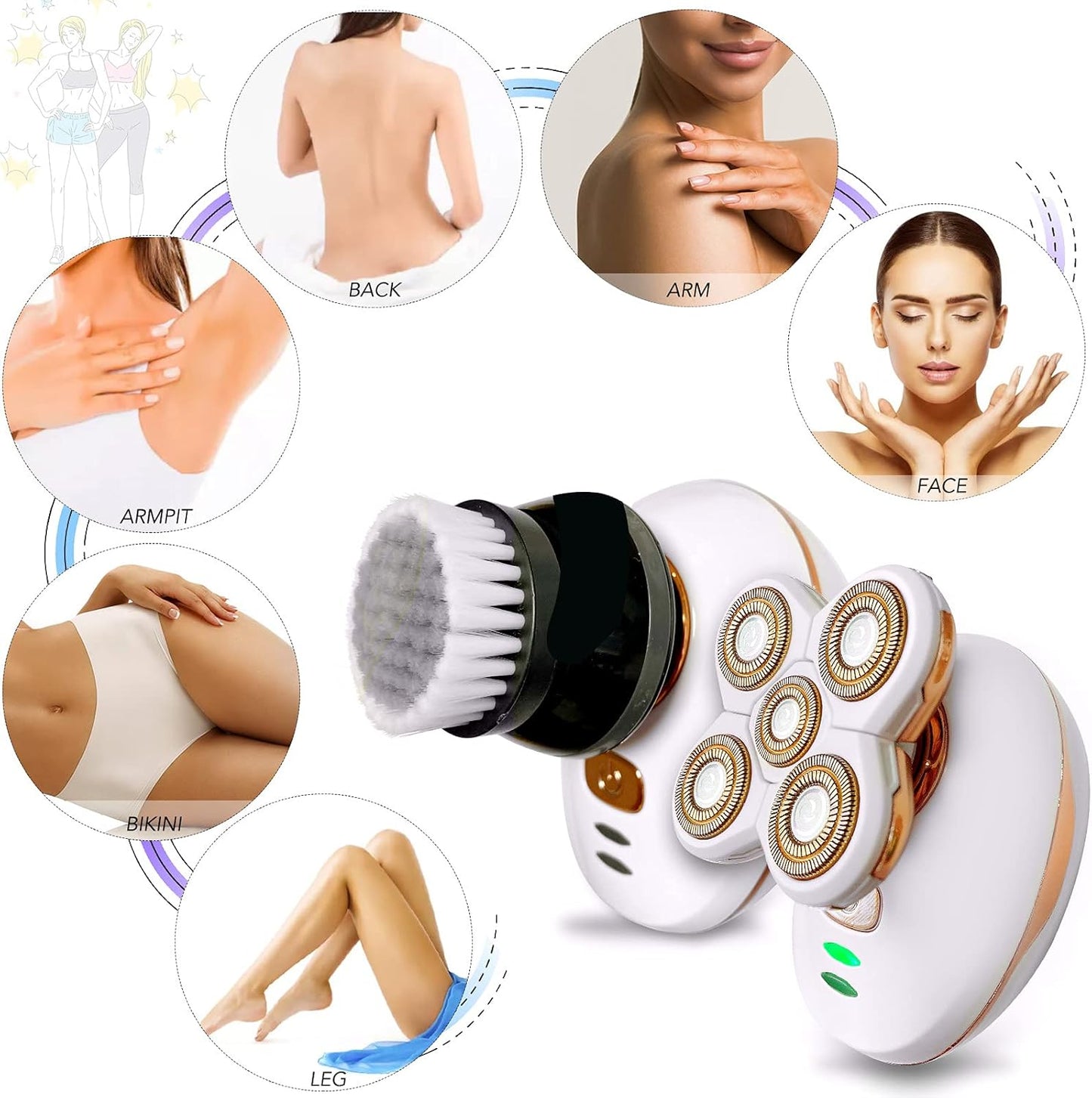 2021 Women's Electric Shaver, Intimate Shaver for Women, Painless, Women's Shaver, Electric Waterproof, Hair Trimmer for Face, Arms, Legs, Intimate Area, USB Rechargeable