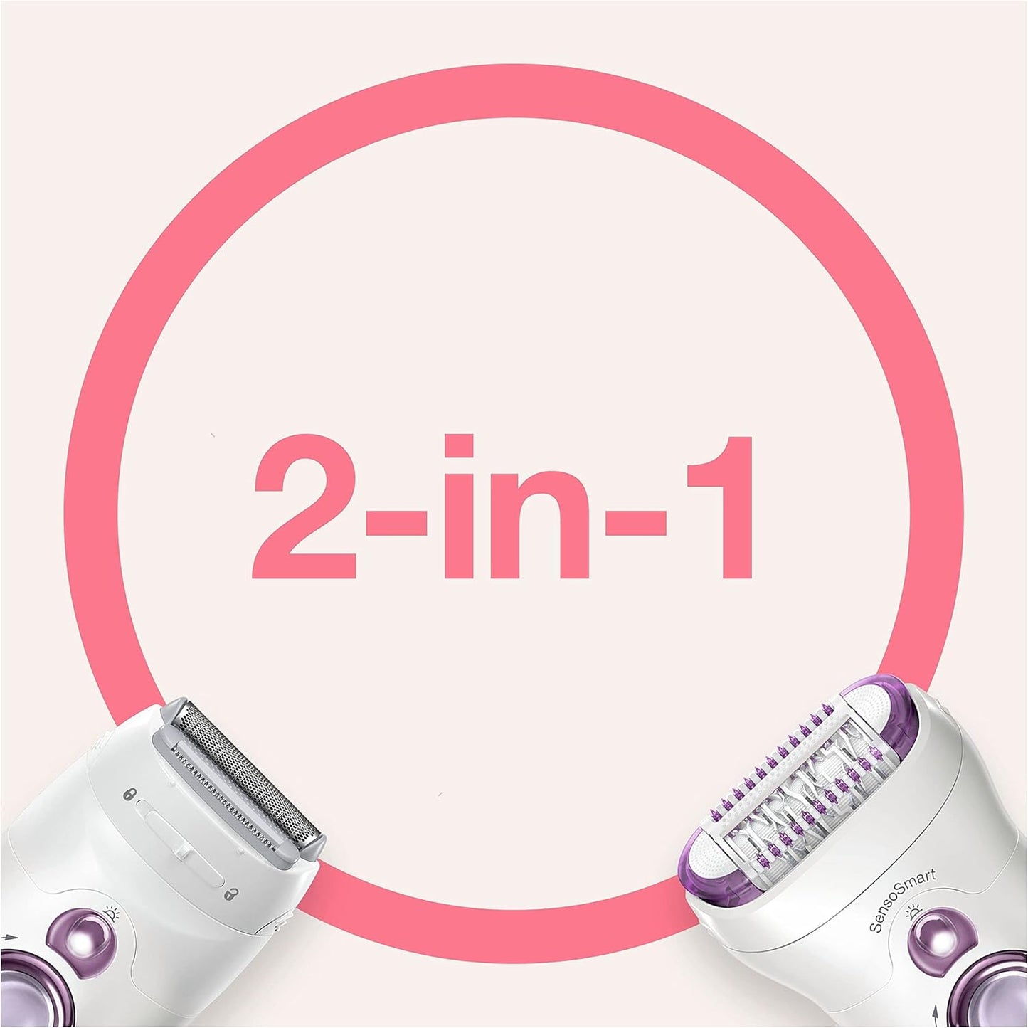 Braun Silk-épil 9 9-710 Women's Epilator / Hair Remover for Long-Lasting Hair Removal with Shaving and Trimmer Attachment White/Purple