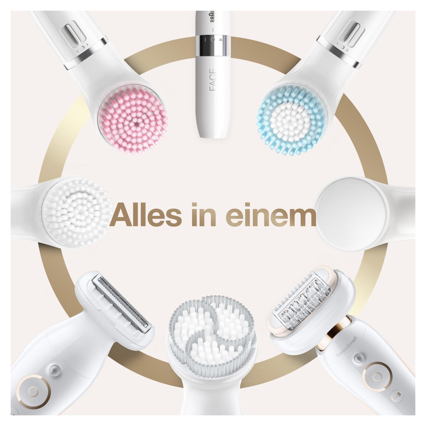 Braun Silk-épil 9 Flex, Epilierer mit flexiblem 360°-Kopf für eine einfache Haarentfernung, Wet&Dry, langanhaltend glatte Haut, Ladyshaver, mit Rasieraufsatz und Trimmeraufsatz, 9-041 3D, Weiß/Gold