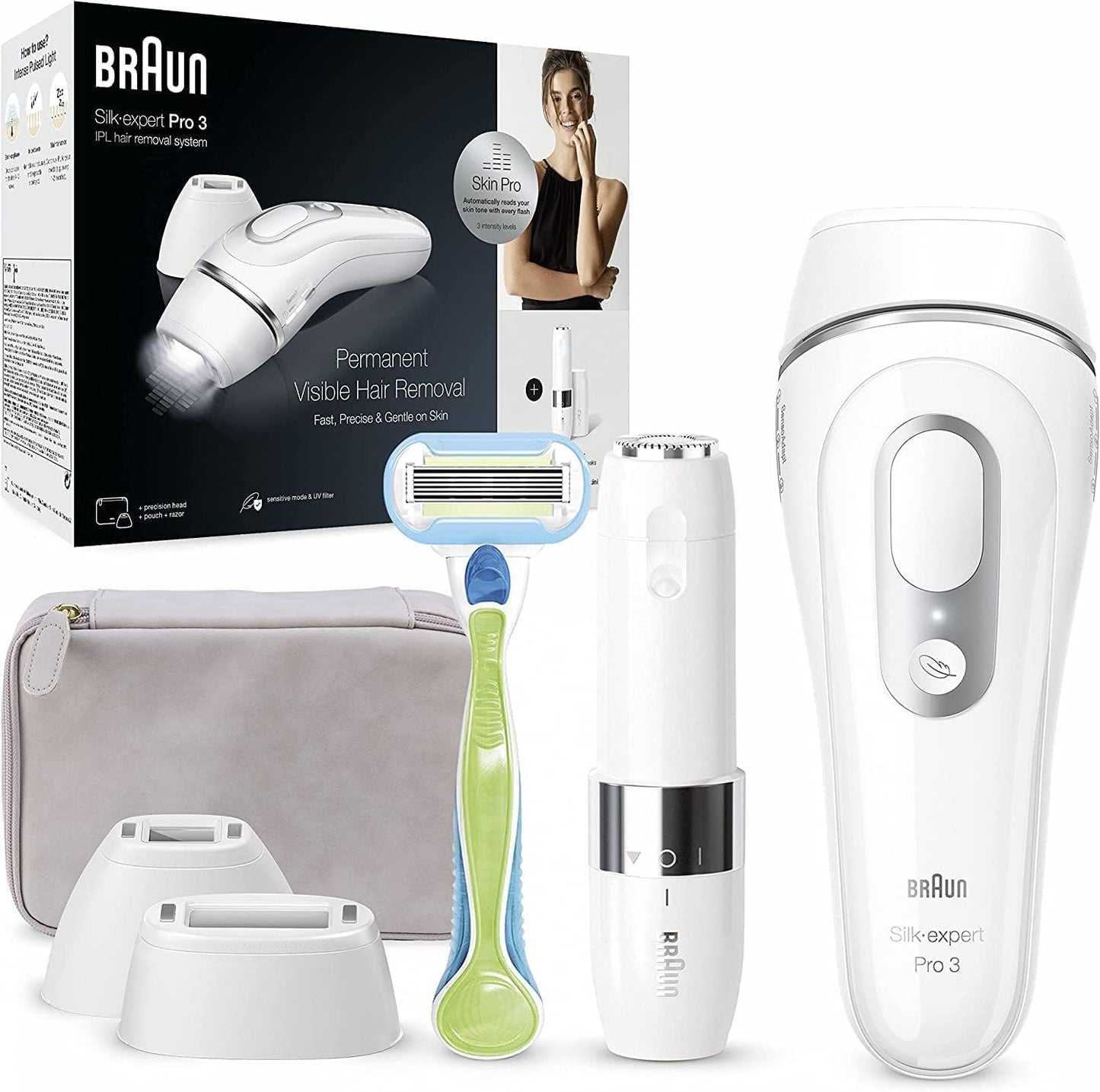 Braun IPL Silk-expert Mini – IPL Haarentfernungsgerät für Frauen, Dauerhafte und Schmerzfreie Haarentfernung – Kompakte Größe für unterwegs – Einfach, sicher und effizient – PL1000, Weiß/Rosa