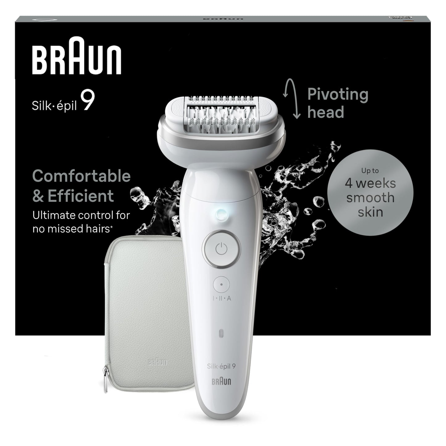 Braun Silk-épil 9, Epilierer mit schwenkbarem Kopf für eine einfache Haarentfernung, Wet&Dry, langanhaltend seidig-glatte Haut, Ladyshaver, Rasieraufsatz und Trimmeraufsatz,9-030, Weiß/Flamingorosa