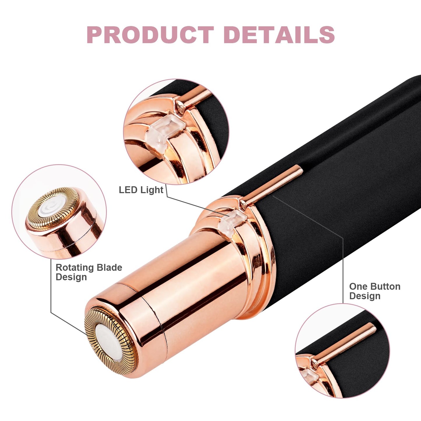 URAQT Facial Hair Remover for Women, USB Electric Hair Removal, Painless Face Shaver, Electric Shaver, Trimmer for Women, for Body, Facial Hair, Lips, Chin, with LED Light