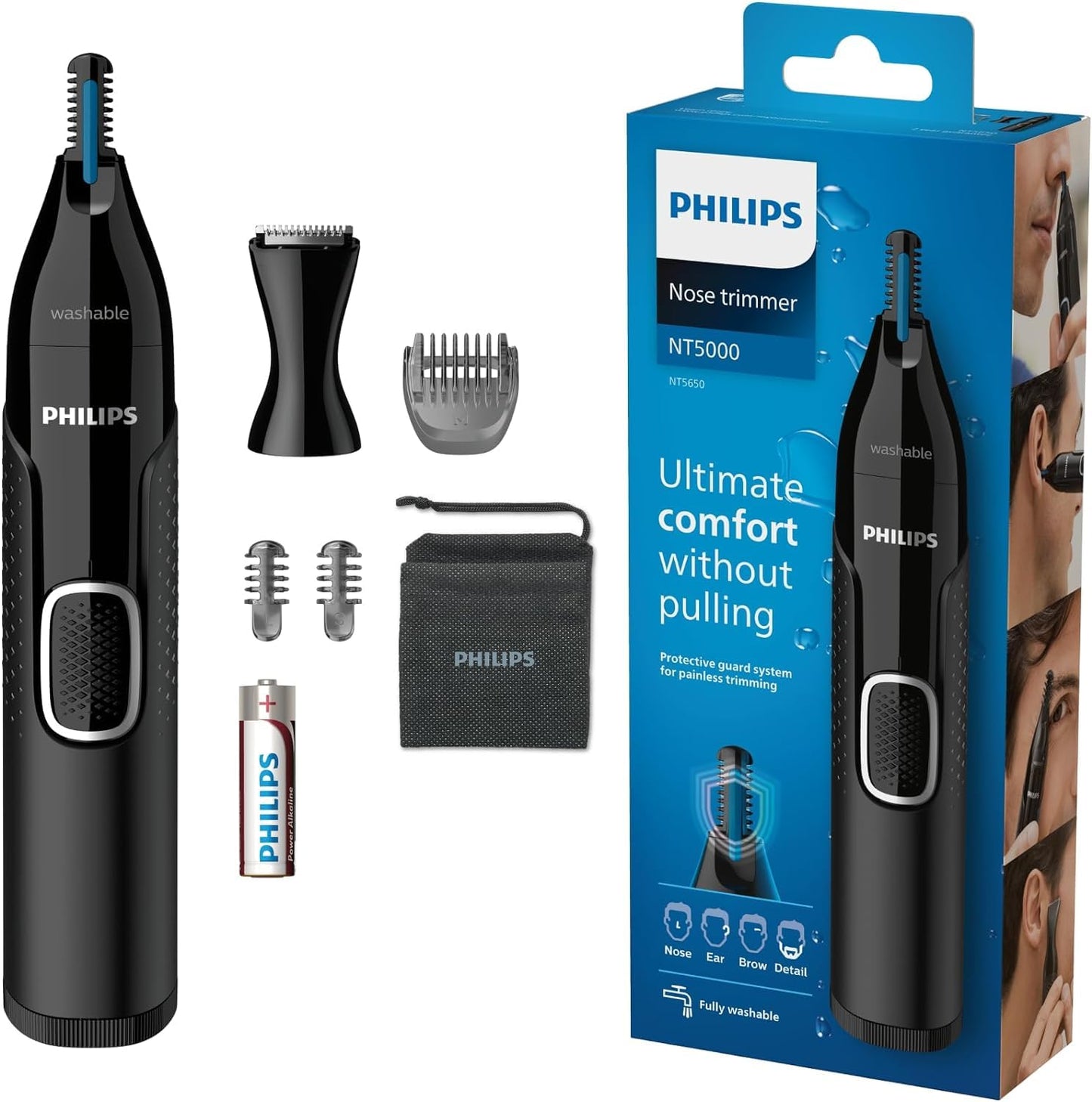 Philips Nose trimmer Series 3000 Nasenhaar-, Ohrenhaar- und Augenbrauentrimmer mit PrecisionTrim-Technologie (Modell NT3650/16)