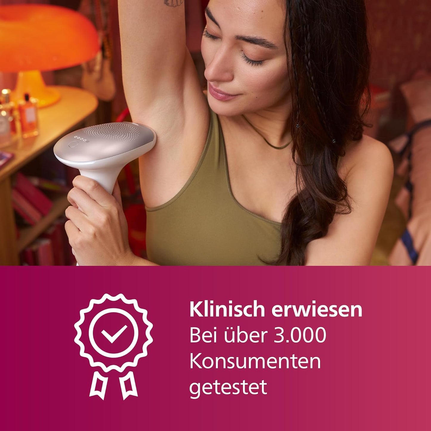 Philips Lumea IPL 7000 Series Haarentfernungsgerät – Alternative zur Laserhaarentfernung – 2 Aufsätze für Körper & Gesicht, inkl. Korrekturtrimmer (BRI921/00)