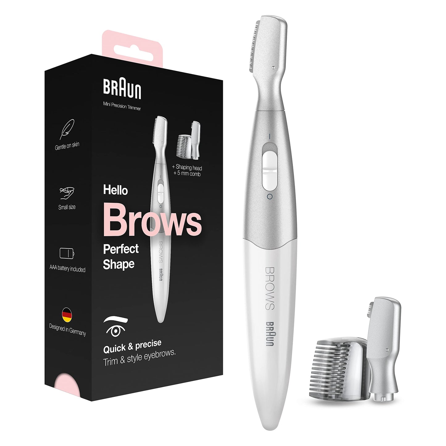 Braun Face Mini-Haarentferner, elektrischer Gesichtshaarentferner für Damen, kleiner Rasierer für schnelle und sanfte Rasur, Oberlippe, Kinn und Wangen, für unterwegs, mit Smartlight, FS1000, weiß