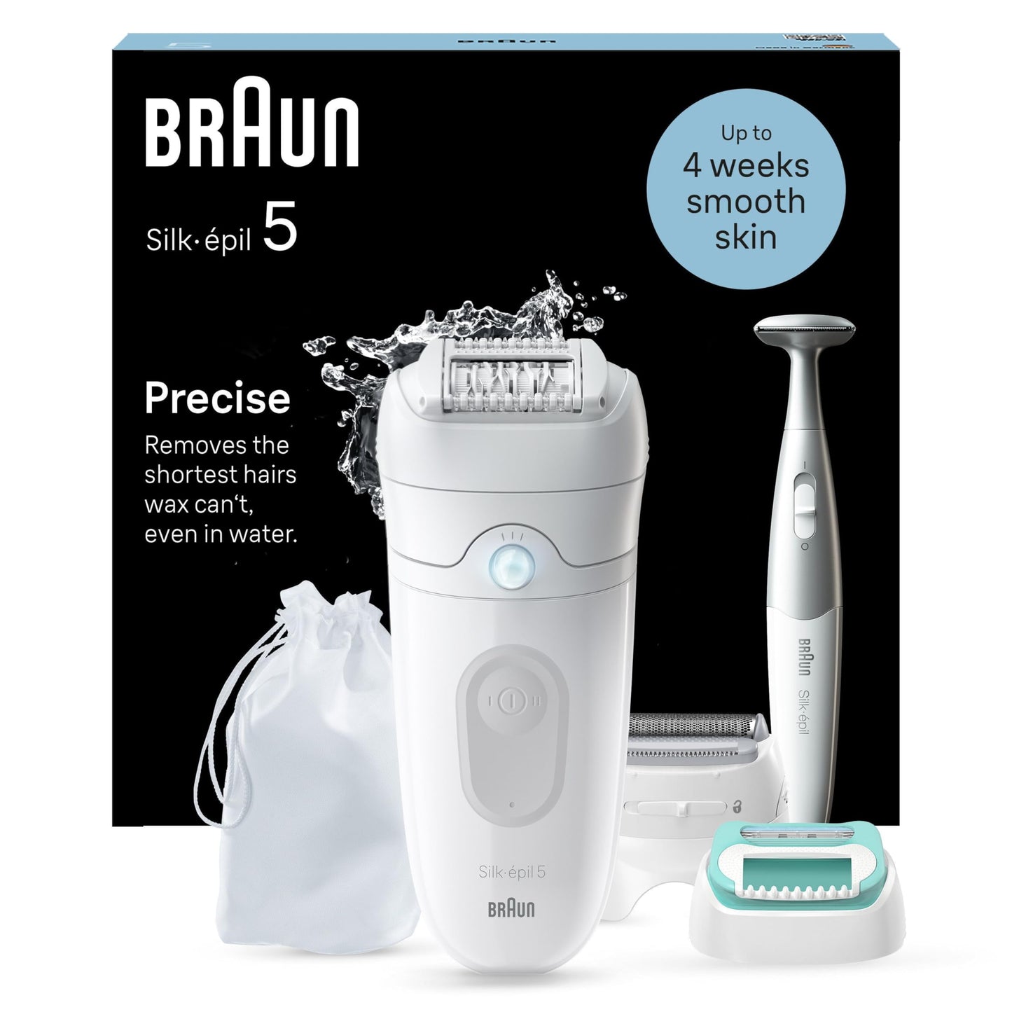 Braun Silk-épil 5, Epilierer Damen / Haarentferner für langanhaltende Haarentfernung, Ladyshaver,Trimmeraufsatz, Peelingaufsätz, Made in Germany, 5-060, Weiß/Flamingorosa