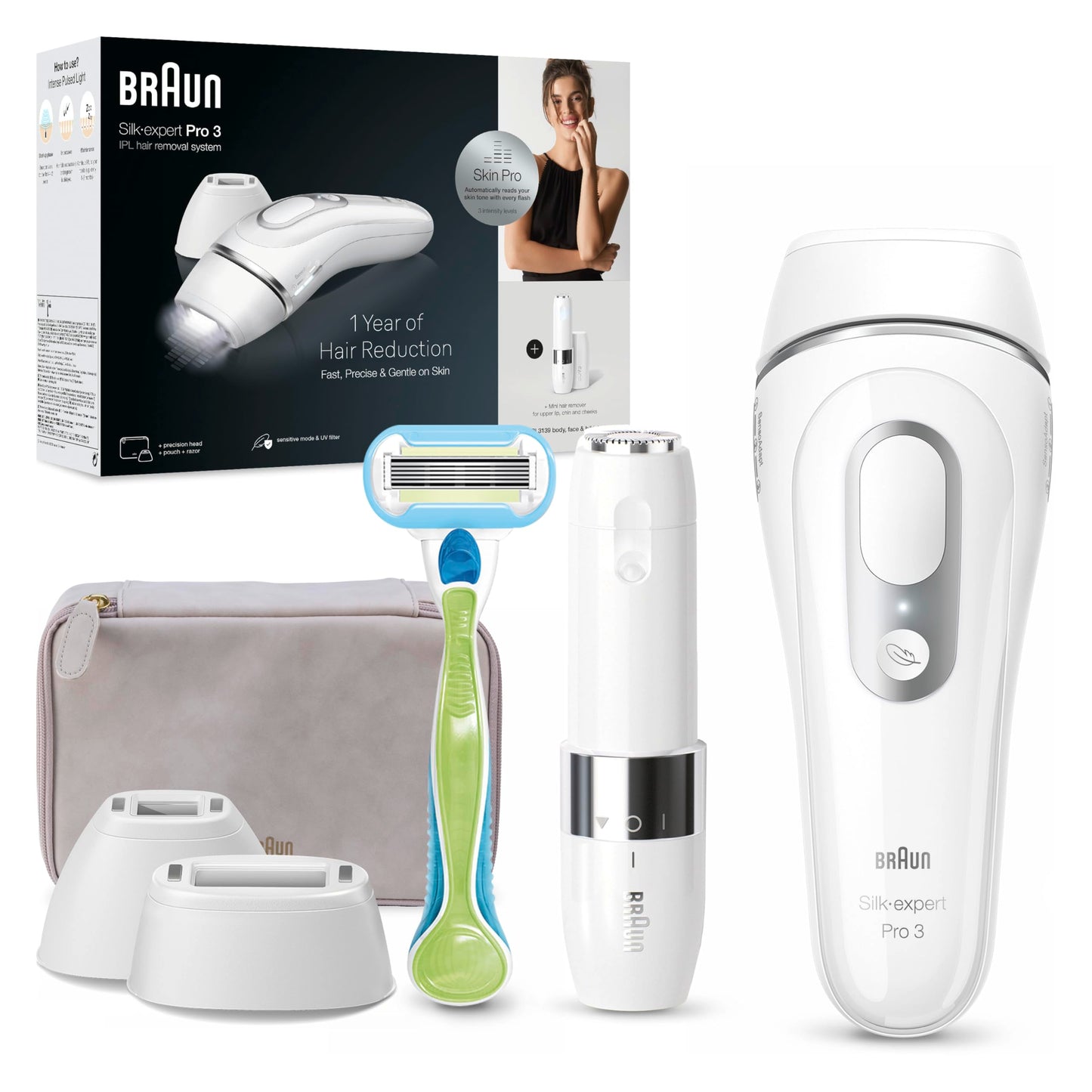 Braun IPL Silk-expert Mini – IPL Haarentfernungsgerät für Frauen, Dauerhafte und Schmerzfreie Haarentfernung – Kompakte Größe für unterwegs – Einfach, sicher und effizient – PL1000, Weiß/Rosa