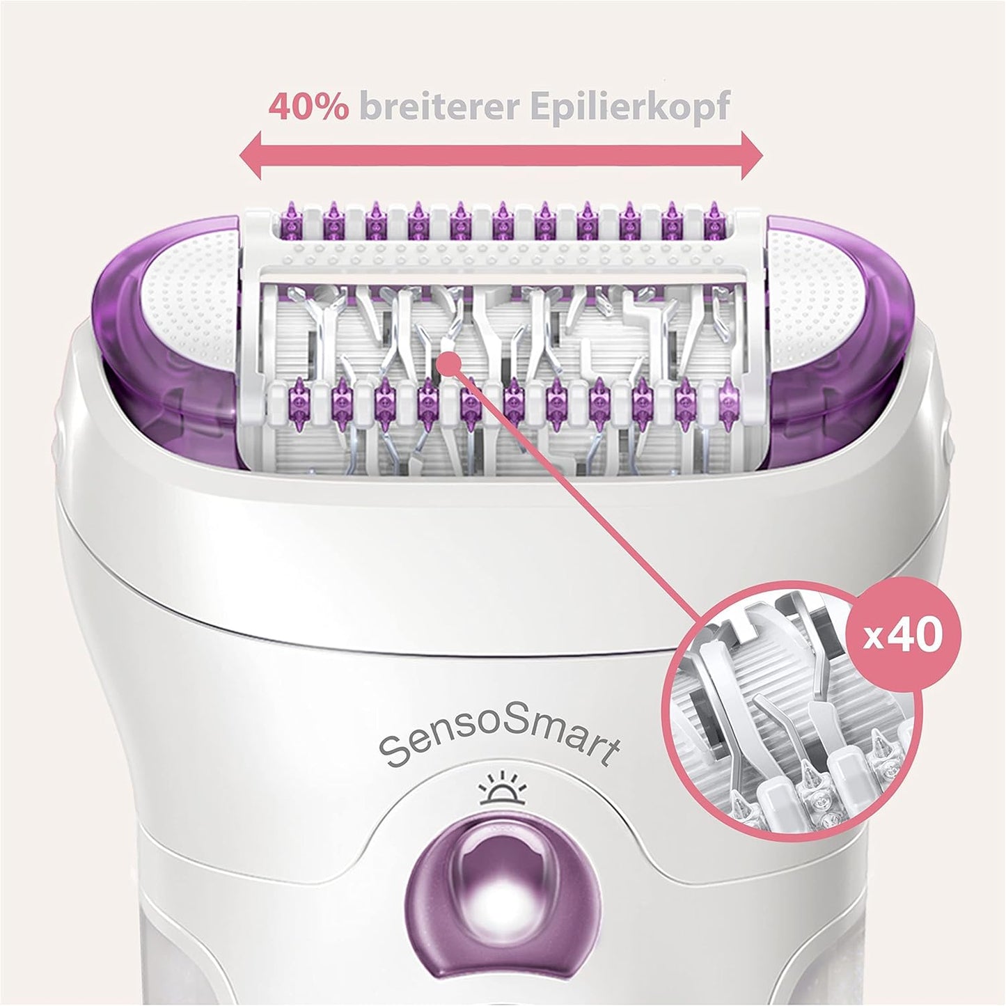 Braun Silk-épil 9 9-710 Women's Epilator / Hair Remover for Long-Lasting Hair Removal with Shaving and Trimmer Attachment White/Purple