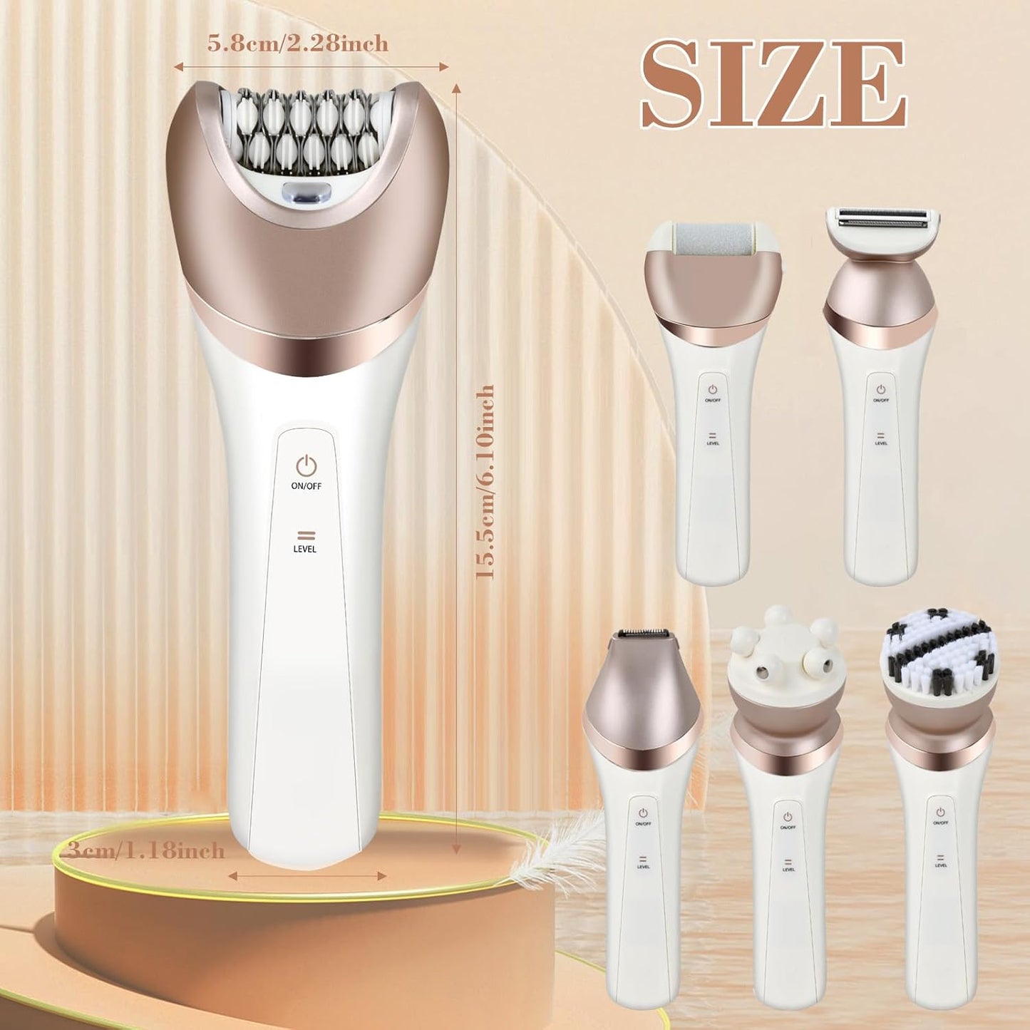 Mapille 6 In 1 Rasierer Damen Elektrisch Intimrasierer für Frauen Trimmer Damen Ladyshaver Haartrimmer für Rasierer Trockenrasierer Damen Epilierer Bikinitrimmer für Frauen Schamhaare Körper, Gesicht