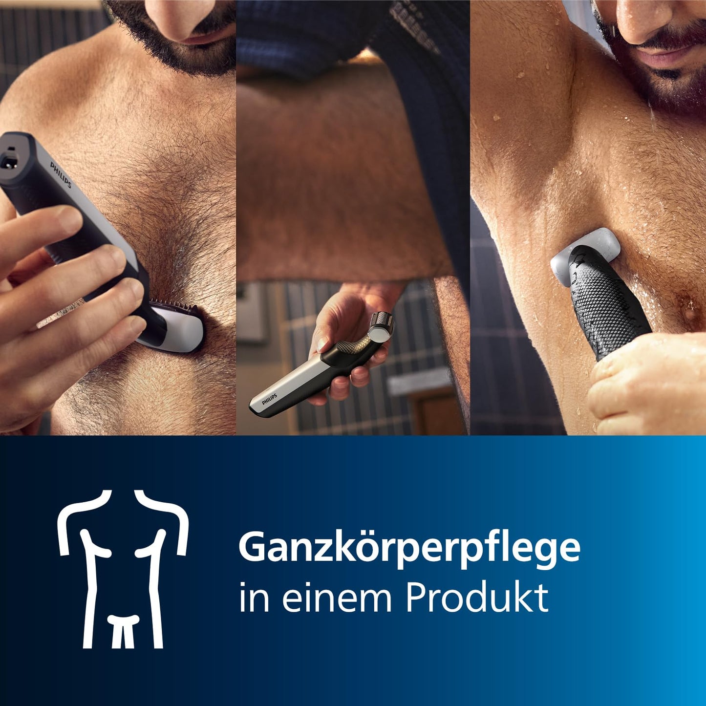 Philips Bodygroom Series 3000 Waterproof Trimmer for Intimate Area and Body, Close and Comfortable Shave, Full Body Care, 60 Minutes Runtime, Model BG3027/03