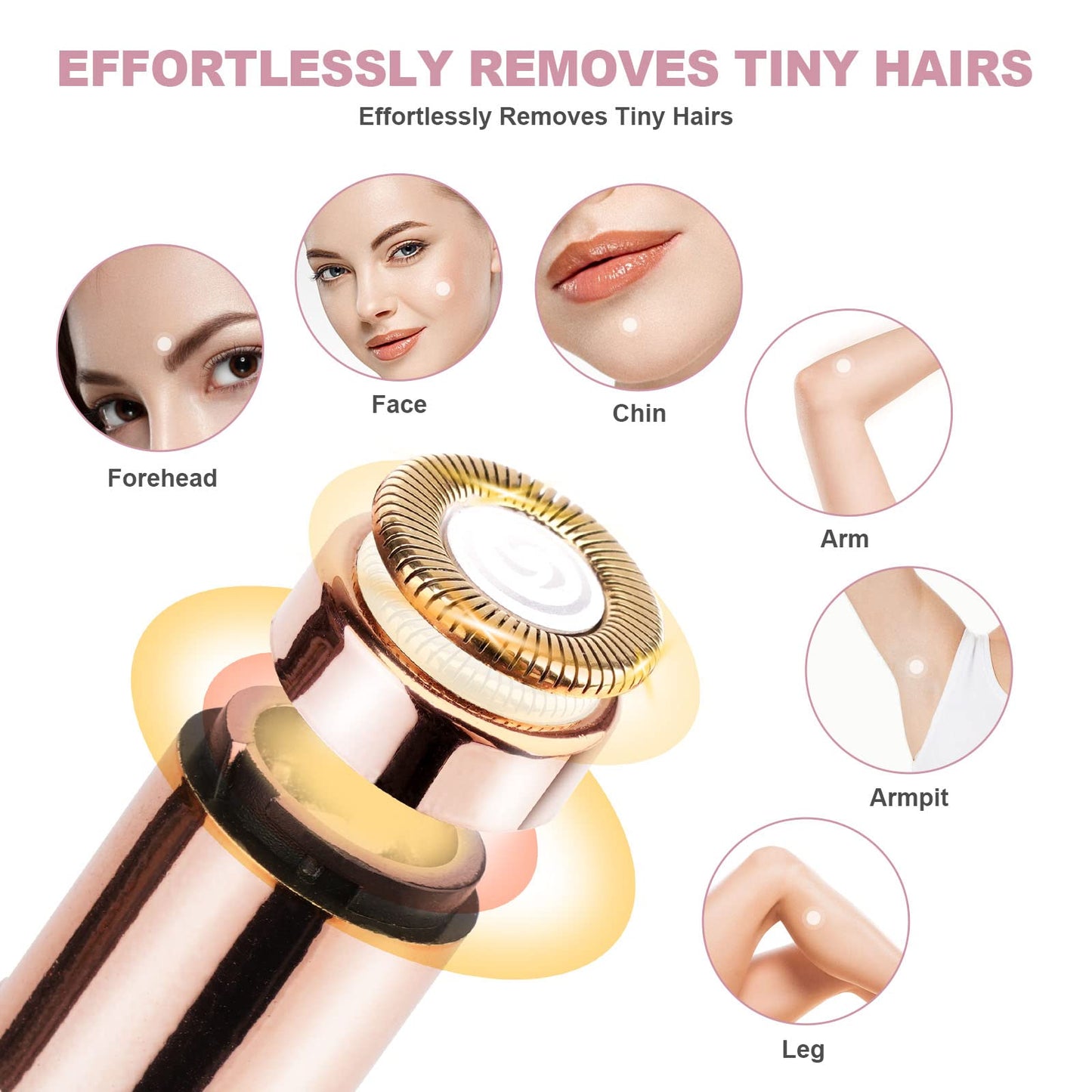 URAQT Facial Hair Remover for Women, USB Electric Hair Removal, Painless Face Shaver, Electric Shaver, Trimmer for Women, for Body, Facial Hair, Lips, Chin, with LED Light