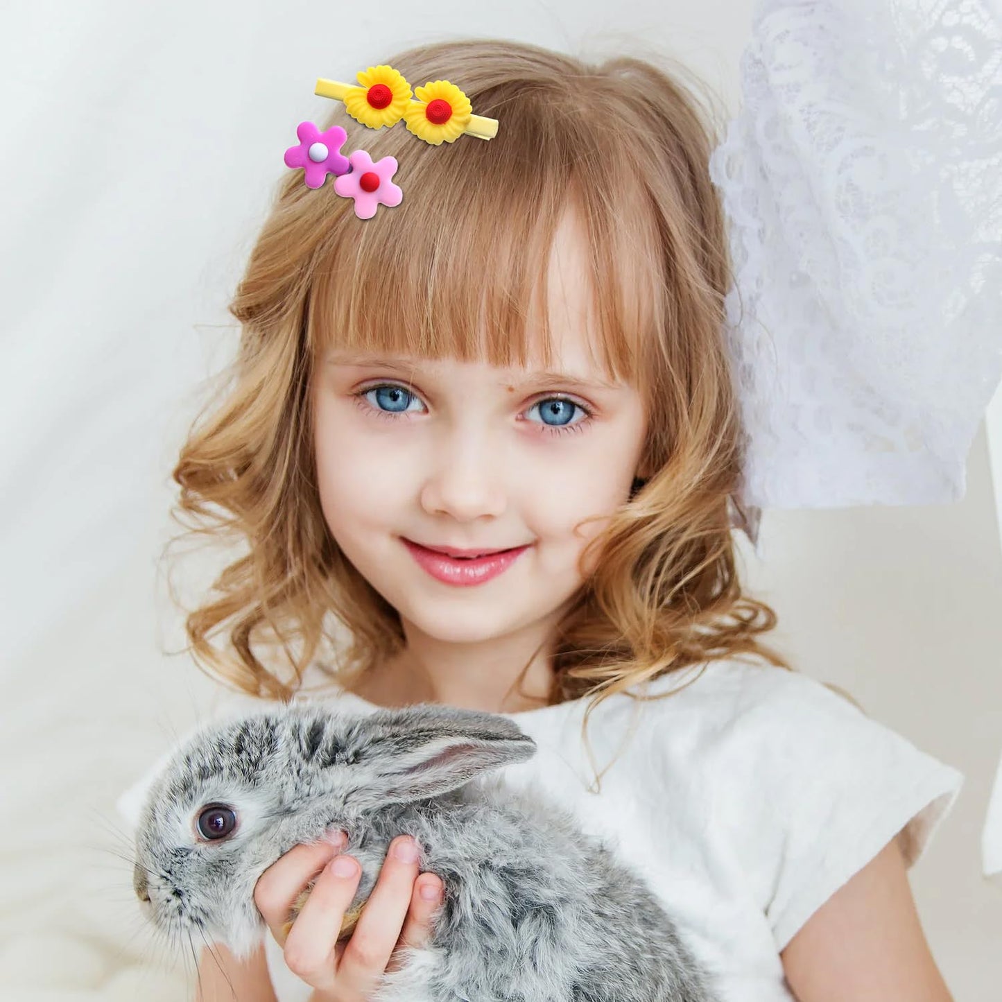 56 Pieces Cute Hair Clips Fashion Hair Accessories for Girls Flowers Fruits Colorful Rainbow Candy Dessert Cute Animal Hair Clips Set Non-Slip Metal Snaps