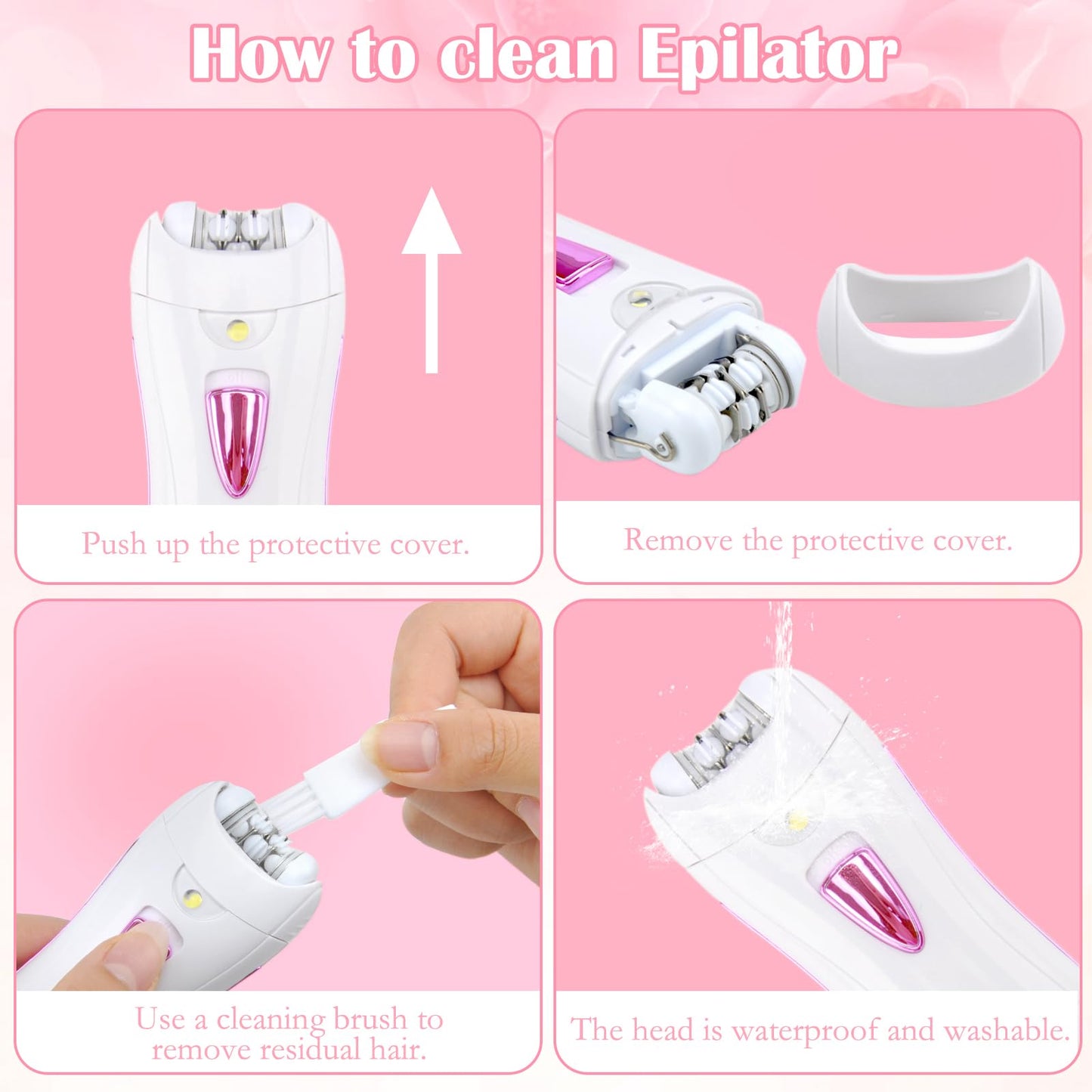 Epilierer Gesichts, Kabellose Epilierer Damen zur Gesichts & Körperhaarentfernung, Elektrischer Mini-Epilierer mit LED-Licht Bikini Trimmer für die Gesichts Körper Achsel Bikini Bein (Usb-aufladung)