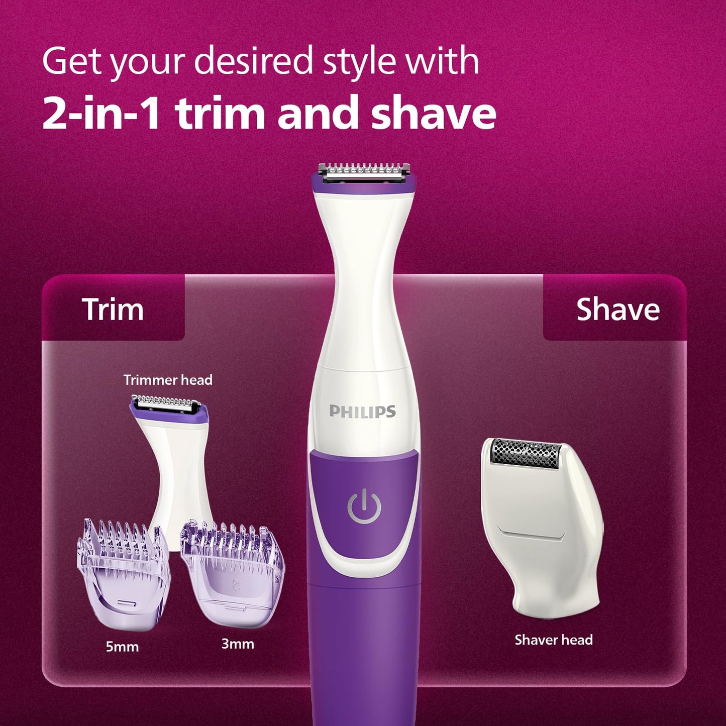 PHILIPS BRT383 / 15 3-in-1 Bikini Trimmer - 100% Waterproof - Purple