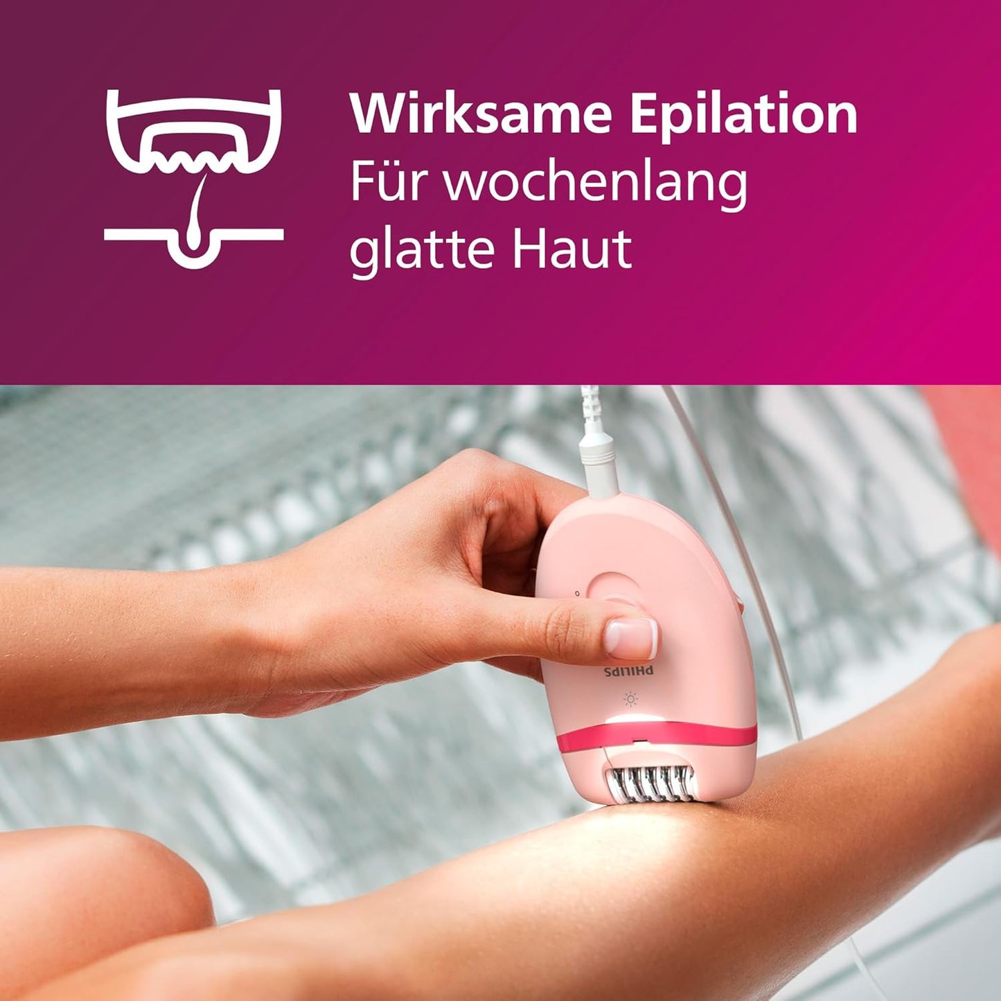 Philips Epilierer Series 4000, kompakter kabelgebundener Epilierer, mit 2 Geschwindigkeitsstufen, Opti-Light und abwaschbarem Kopf, mit Mini-Epilierer und Pinzette, Modell BRP531/00