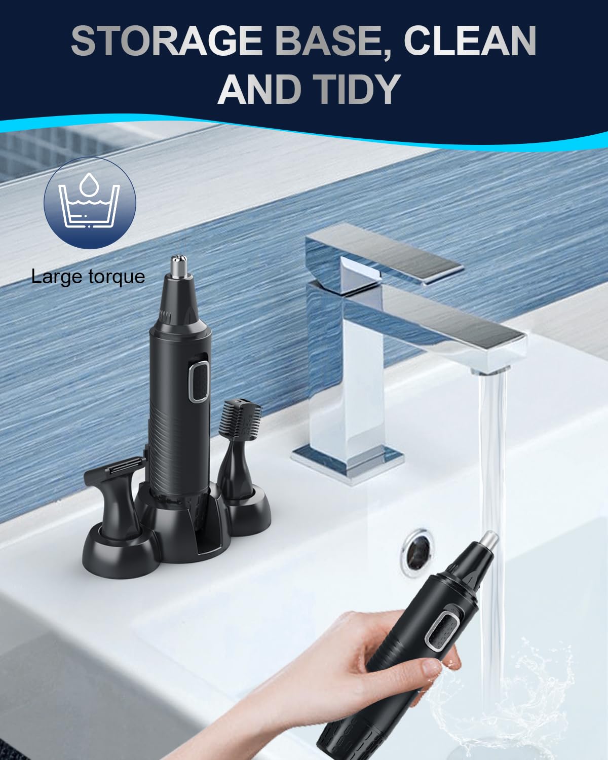 Nasenhaartrimmer, USB Wiederaufladbar Nasenhaarschneider 3 in 1 Set Ohrhaarschneider mit Doppelschneideklingen, Professioneller schmerzfreier Augenbrauen und esichtshaartrimmer für Männer und Frauen