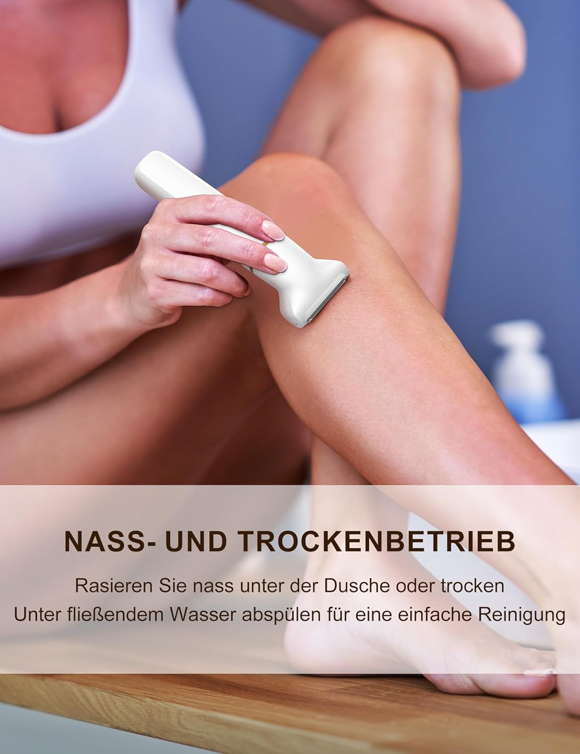 Rasierer Damen, 3-in-1 Intimrasierer für Frauen für Beine, Arme, Achseln und Bikinizone, Wiederaufladbar mit USB-Ladestation, Wasserdicht für Nass- und Trockenanwendung Damenrasierer Elektrisch, Weiß
