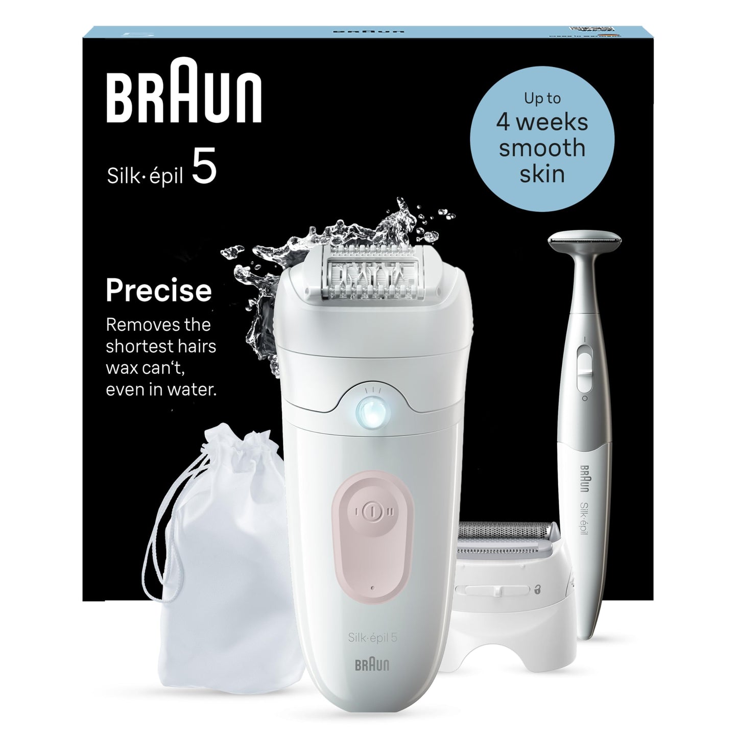 Braun Silk-épil 5, Epilierer Damen / Haarentferner für langanhaltende Haarentfernung, Ladyshaver,Trimmeraufsatz, Peelingaufsätz, Made in Germany, 5-060, Weiß/Flamingorosa