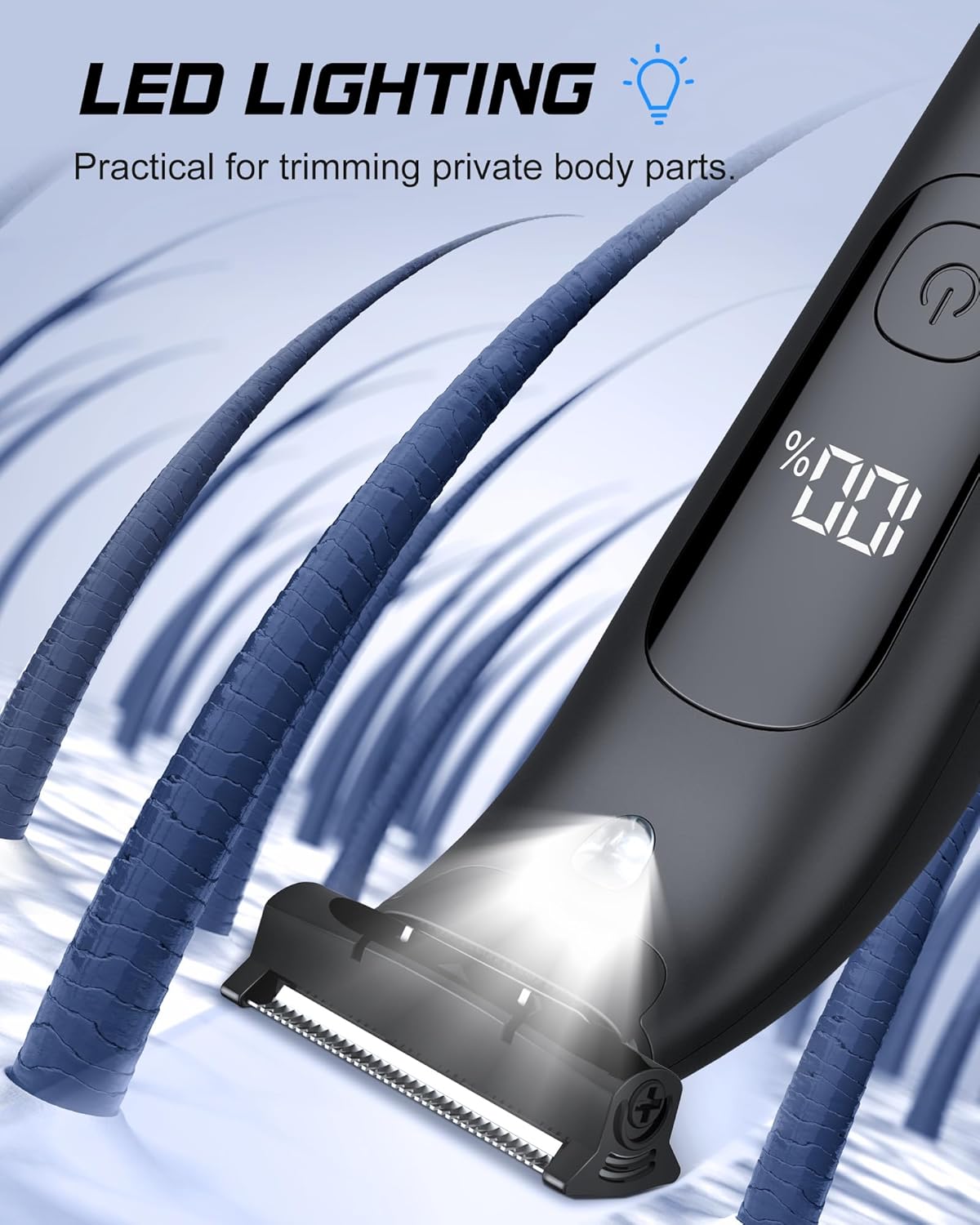 Intimate Shaver Men's Electric Waterproof Body Shaver Men with LED Light, Intimate Area Body Hair Trimmer, Full Body Groomer Beard Hair Remover for Men, USB, IPX7
