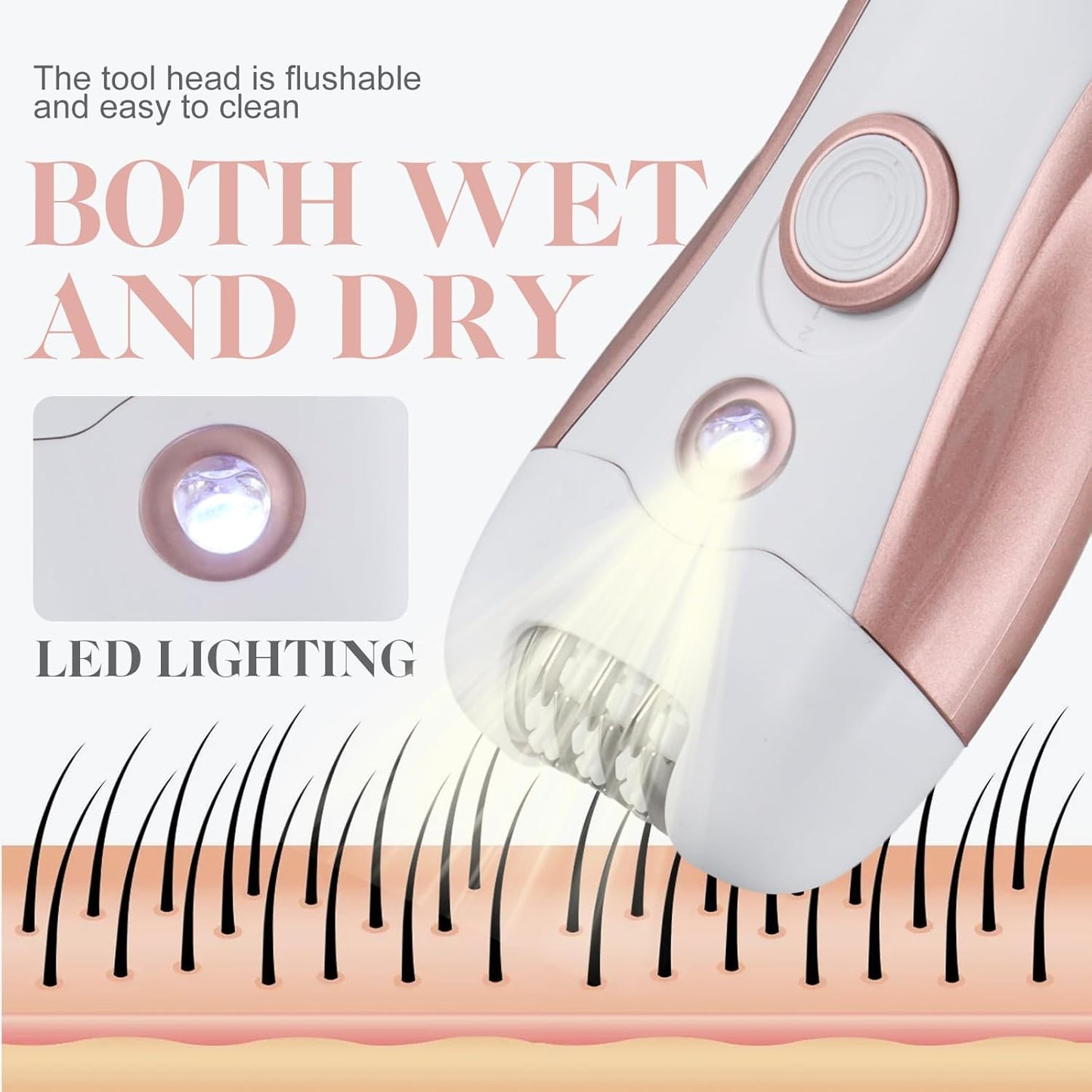 Mapille Epilierer Damen 3-in-1, Kabelloser Elektrischer Haarentferner mit LED-Licht, Nass & Trocken, 2 Geschwindigkeiten, Epeliergerät Körper für Gesicht, Beine, Achseln & Bikini, USB Wiederaufladbar