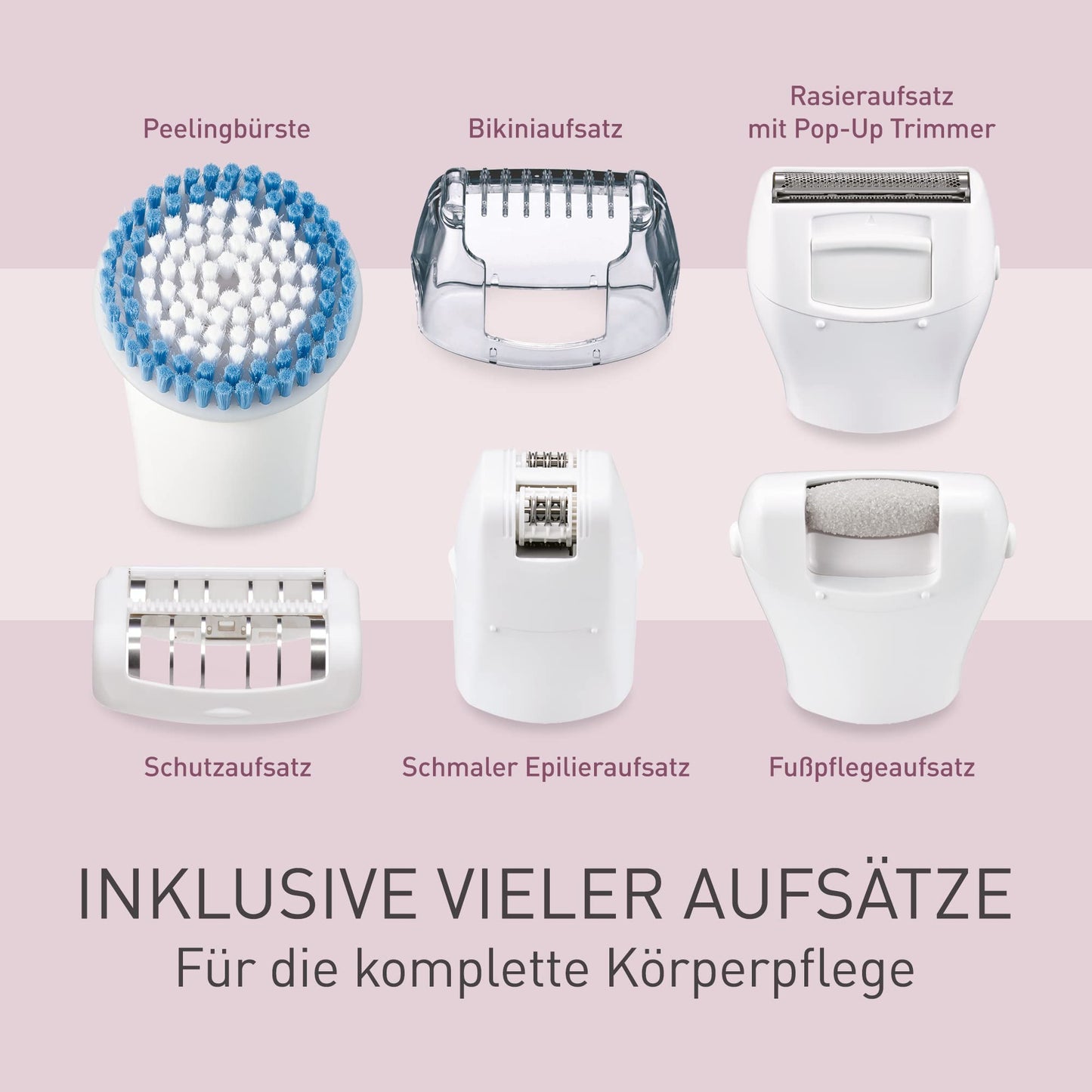 Panasonic ES-EY90-A503 Nass/Trockenepilierer, Dual Disc mit 60 Pinzetten, 90° schwenkbarer Kopf, 3 Geschwindigkeiten & LED-Licht, 30 Min. Betrieb, kabellos, Haarentferner, Scher- und Fußpflegekopf.