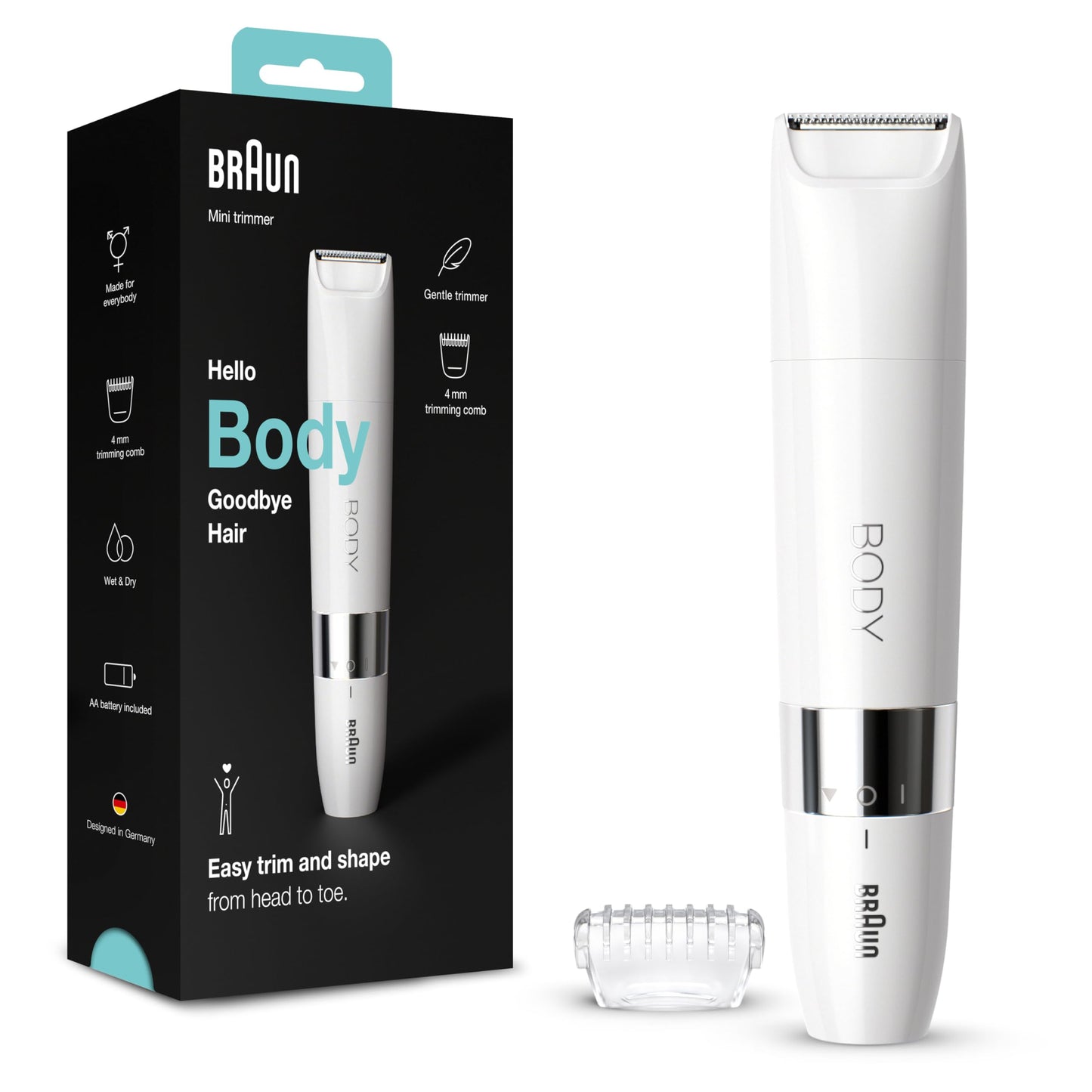 Braun Face Mini-Haarentferner, elektrischer Gesichtshaarentferner für Damen, kleiner Rasierer für schnelle und sanfte Rasur, Oberlippe, Kinn und Wangen, für unterwegs, mit Smartlight, FS1000, weiß