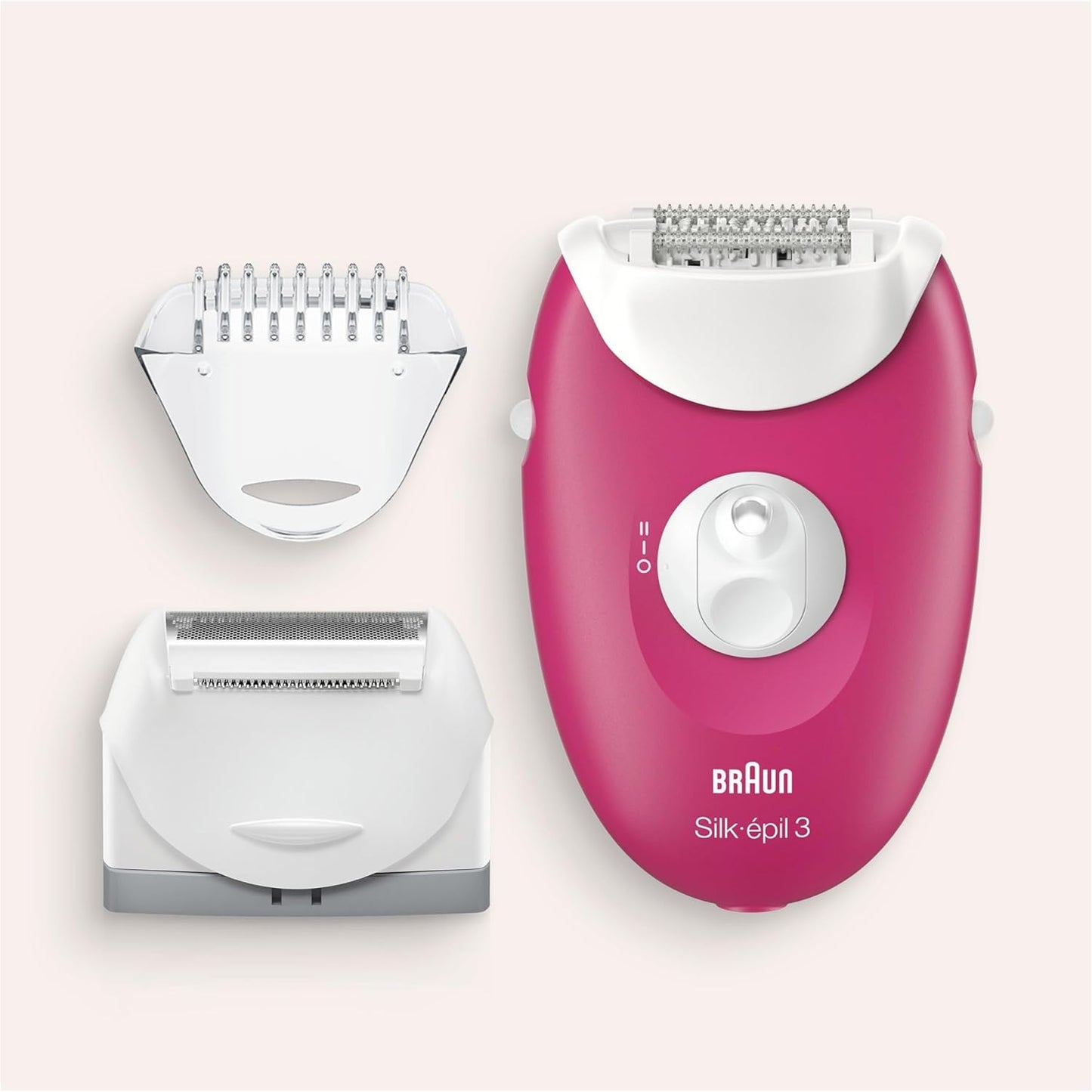 Braun Silk-Epil 3 3-410 Epilators for Women, Raspberry Corded Epilator with 3 Extras, Pink