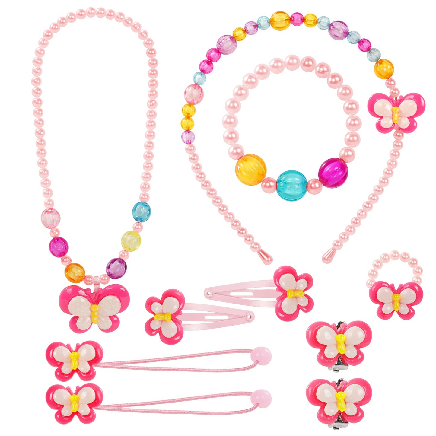 OSDUE Schmuckset Mädchen, Kinderschmuck Enthalten Halskette, Ringe, Armbänder, Ohrring, Schmuck Set Einhorn für Party Dress Up Geschenk