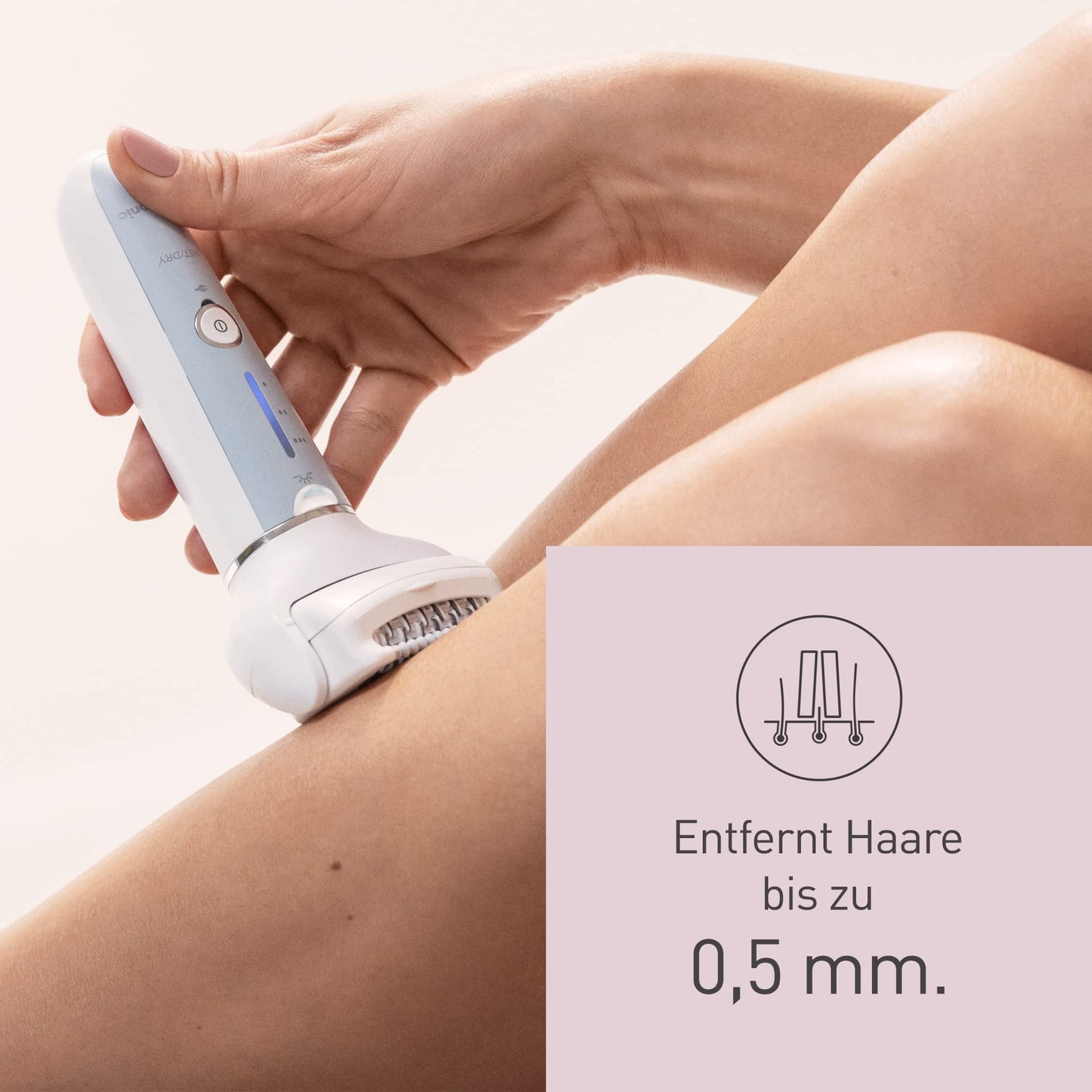 Panasonic ES-EY90-A503 Nass/Trockenepilierer, Dual Disc mit 60 Pinzetten, 90° schwenkbarer Kopf, 3 Geschwindigkeiten & LED-Licht, 30 Min. Betrieb, kabellos, Haarentferner, Scher- und Fußpflegekopf.