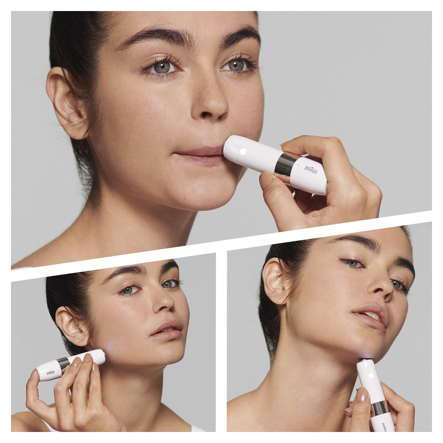 Braun Face Mini-Haarentferner, elektrischer Gesichtshaarentferner für Damen, kleiner Rasierer für schnelle und sanfte Rasur, Oberlippe, Kinn und Wangen, für unterwegs, mit Smartlight, FS1000, weiß