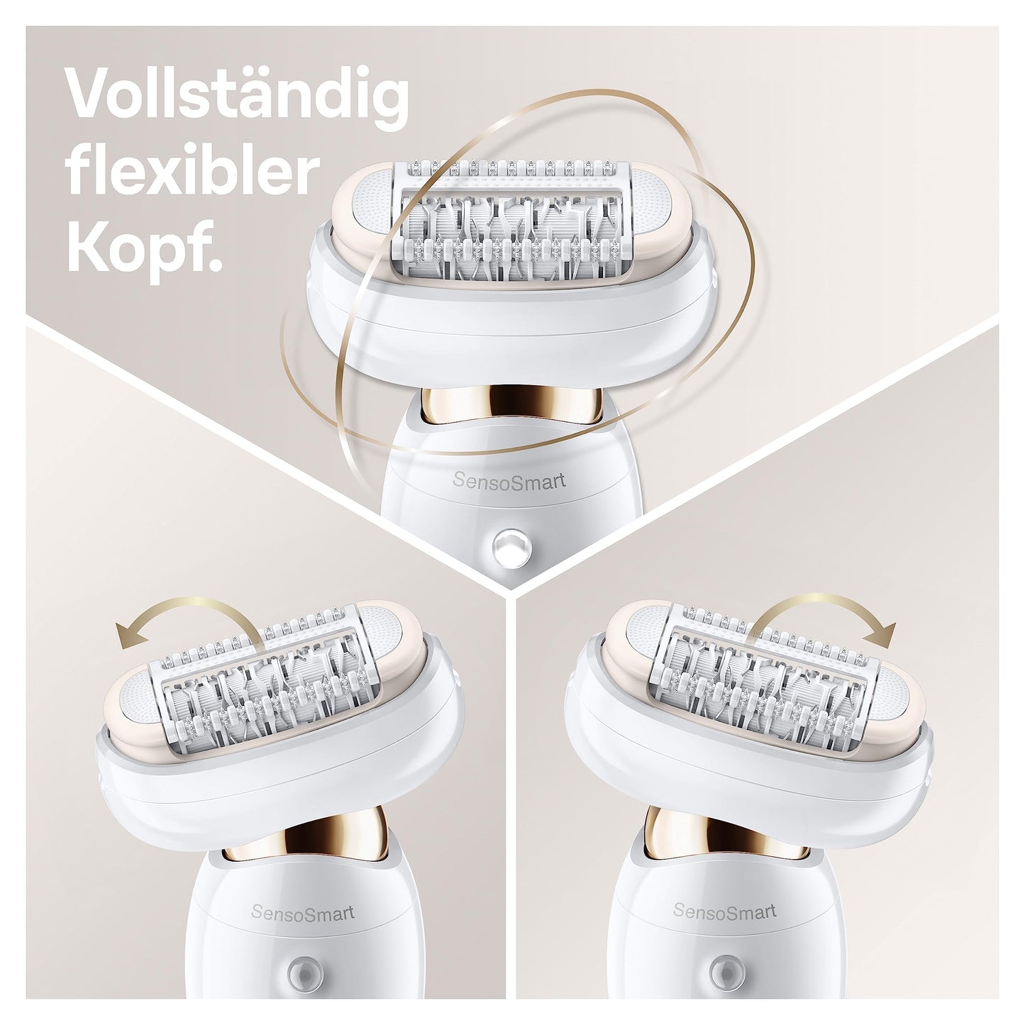Braun Silk-épil 9 Flex Beauty-Set, Epilierer Damen / Haarentferner, FaceSpa Gesichtsreinigungsbürste, 9 Aufsätze, Tasche, mit flexiblem Kopf für einfachere Haarentfernung, 9100, weiß/gold