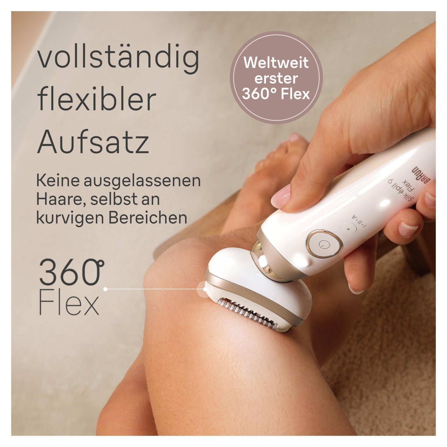 Braun Silk-épil 9 Flex, Epilierer mit flexiblem 360°-Kopf für eine einfache Haarentfernung, Wet&Dry, langanhaltend glatte Haut, Ladyshaver, mit Rasieraufsatz und Trimmeraufsatz, 9-041 3D, Weiß/Gold