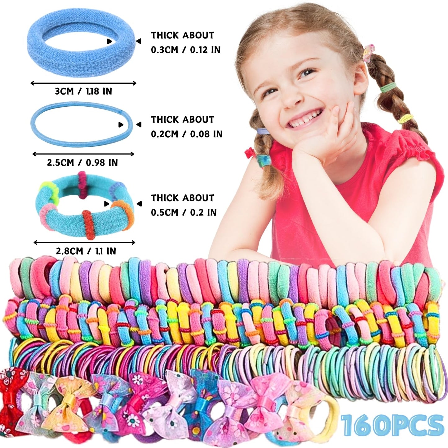 LUFFLOK 1189 Stück Haargummis Mädchen, Bunte Haargummis und Scrunchies, Süße Haarklammern, Haargummi Damen ohne Schäden, Kleine Haarspangen und Mädchen Haarschmuck Set für Feines Haar (1189 Stück)