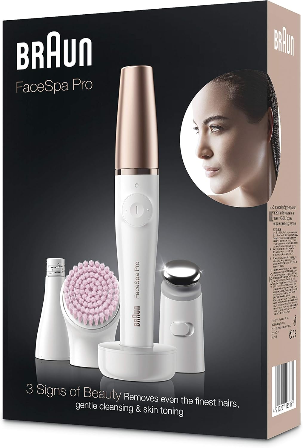 Braun FaceSpa Pro SE912, 10 Mikropinzetten, Aufsatz zur Hautstraffung und Gesichtsreinigungsbürste, epilierer damen gesicht, wiederaufladbar, 90 Minuten kabellose Anwendung, Wet&Dry, Weiß/Bronze