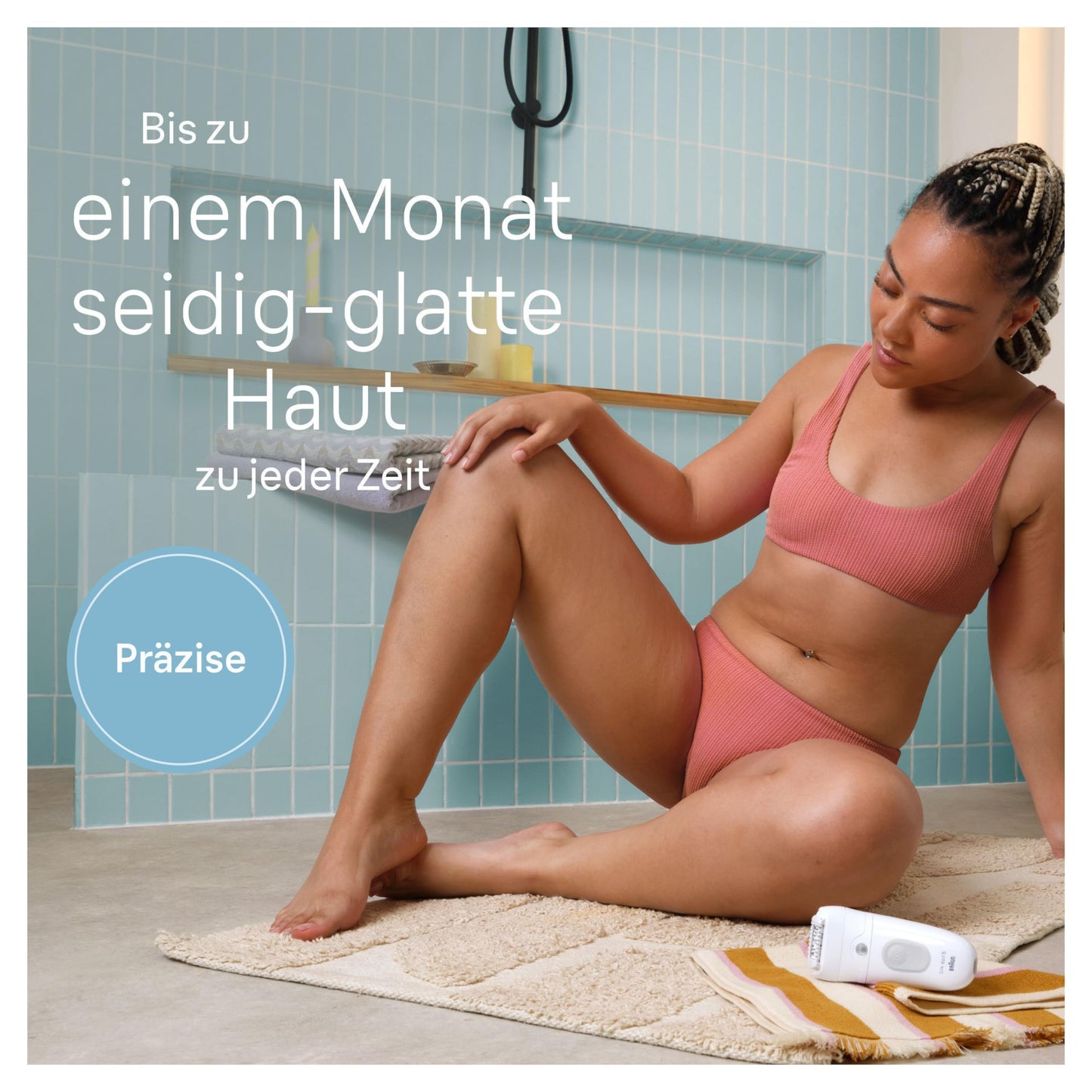 Braun Silk-épil 5, Epilierer Damen / Haarentferner für langanhaltende Haarentfernung, Ladyshaver,Trimmeraufsatz, Peelingaufsätz, Made in Germany, 5-060, Weiß/Flamingorosa
