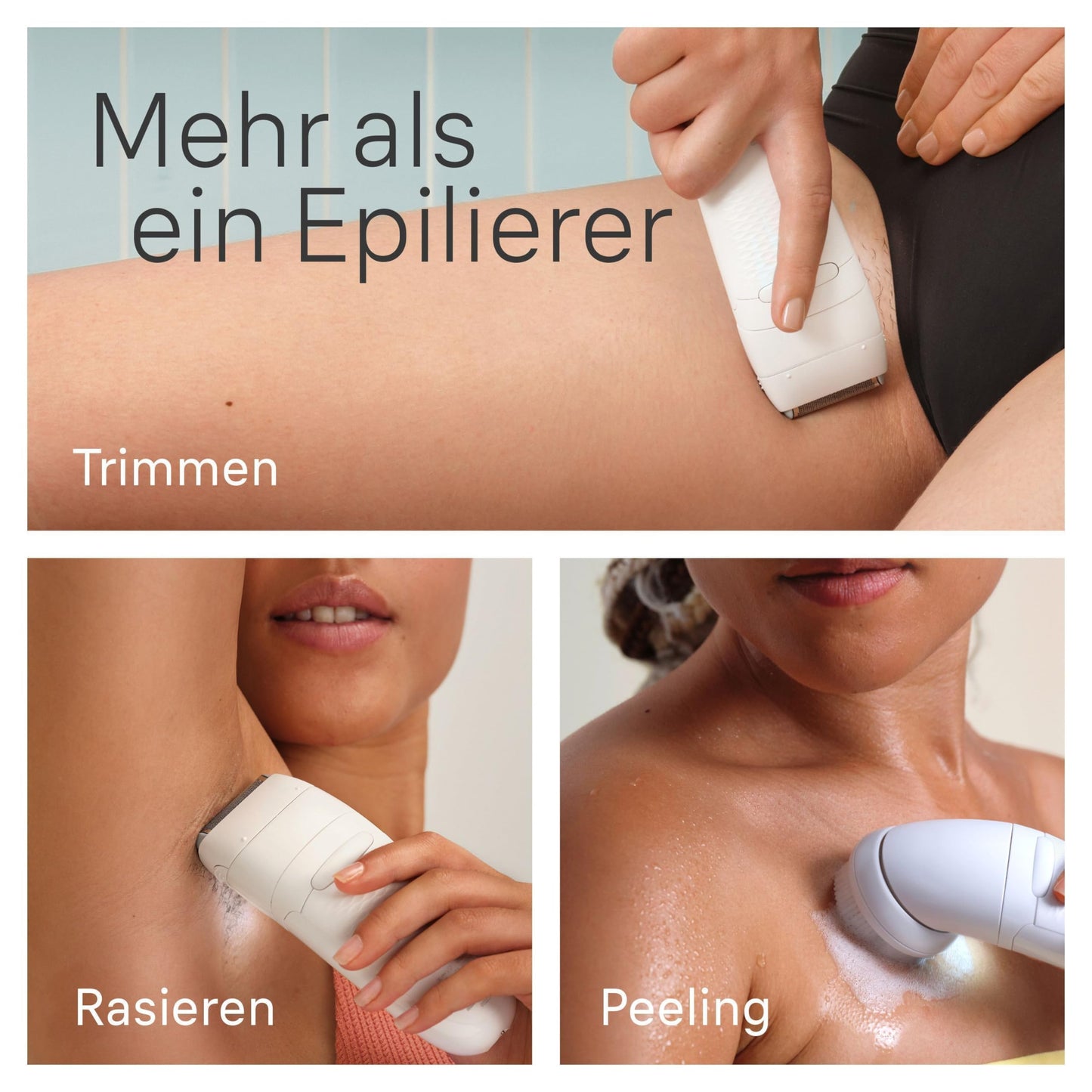 Braun Silk-épil 5, Epilierer Damen / Haarentferner für langanhaltende Haarentfernung, Ladyshaver,Trimmeraufsatz, Peelingaufsätz, Made in Germany, 5-060, Weiß/Flamingorosa