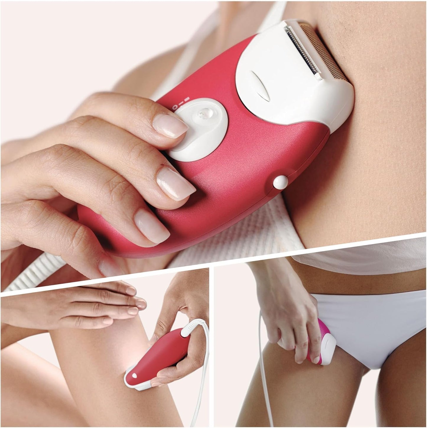 Braun Silk-Epil 3 3-410 Epilators for Women, Raspberry Corded Epilator with 3 Extras, Pink