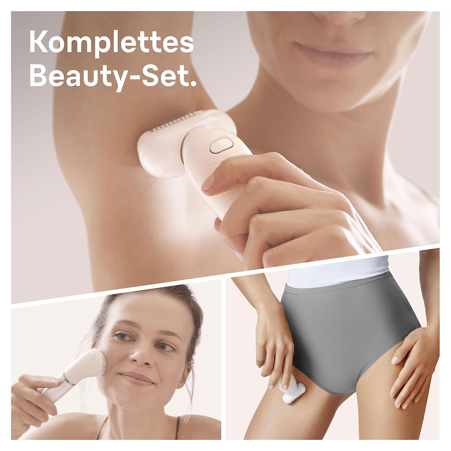 Braun Silk-épil 9 Flex Beauty-Set, Epilierer Damen / Haarentferner, FaceSpa Gesichtsreinigungsbürste, 9 Aufsätze, Tasche, mit flexiblem Kopf für einfachere Haarentfernung, 9100, weiß/gold