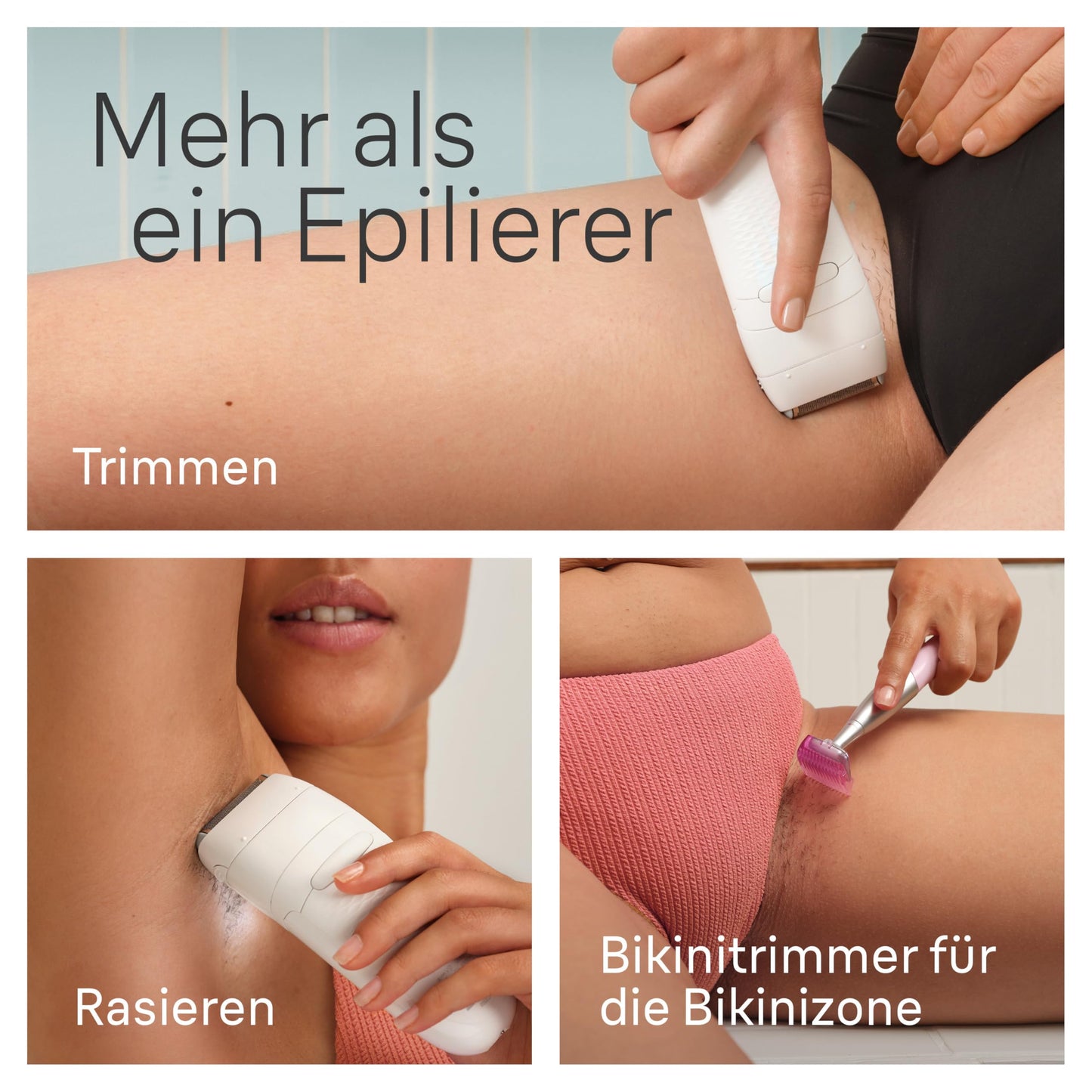 Braun Silk-épil 5, Epilierer Damen / Haarentferner für langanhaltende Haarentfernung, Ladyshaver,Trimmeraufsatz, Peelingaufsätz, Made in Germany, 5-060, Weiß/Flamingorosa