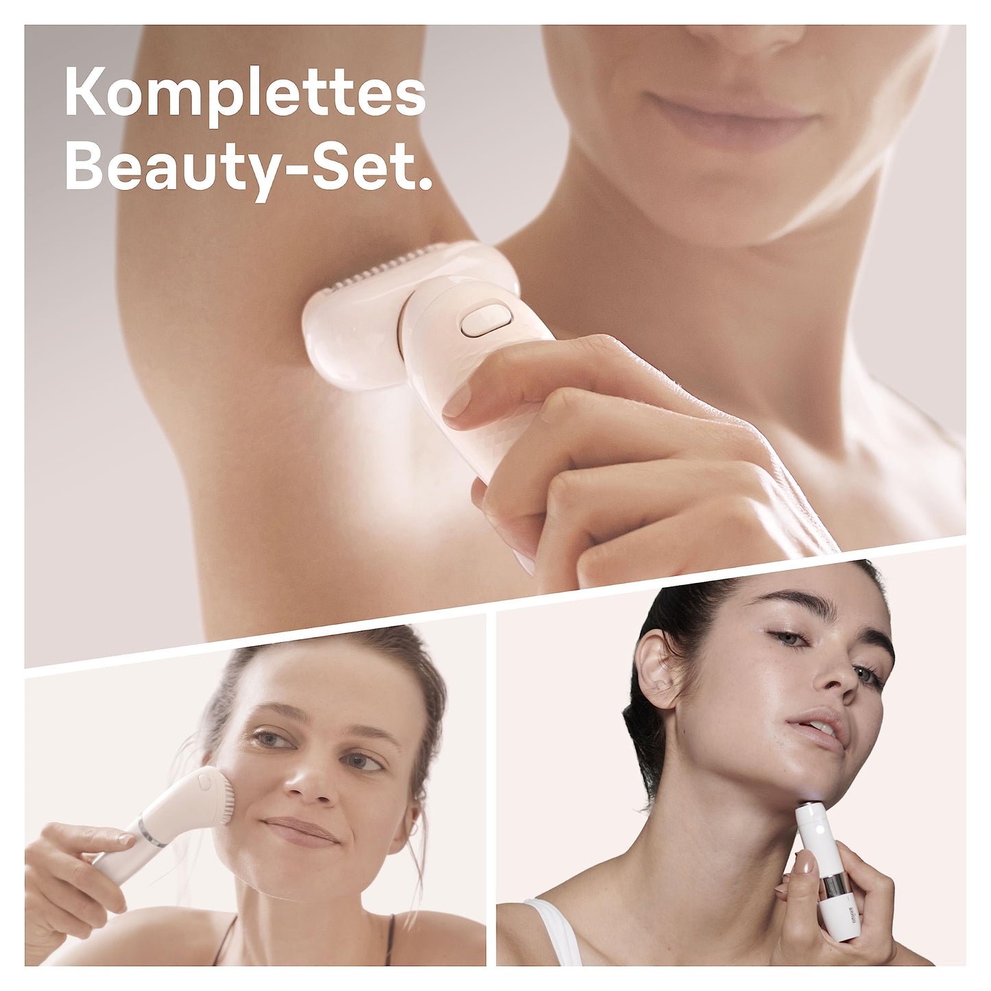 Braun Silk-épil 9 Flex, Epilierer mit flexiblem 360°-Kopf für eine einfache Haarentfernung, Wet&Dry, langanhaltend glatte Haut, Ladyshaver, mit Rasieraufsatz und Trimmeraufsatz, 9-041 3D, Weiß/Gold