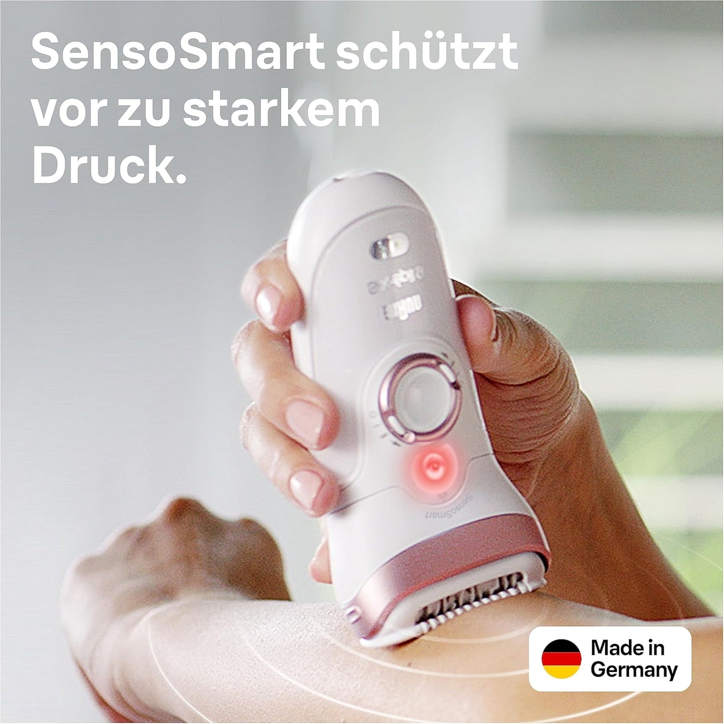Braun Silk-épil 9 Epilierer Damen / Haarentferner für langanhaltende Haarentfernung, inkl. Gesichtsreinigungsbürste, Rasier- und Trimmeraufsatz, 9-855, weiß/roségold